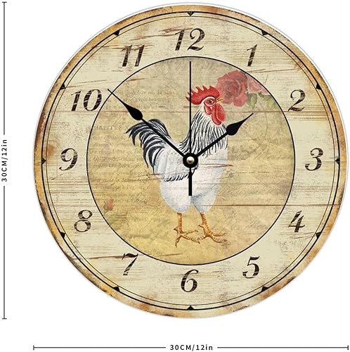 Miniatura 3 de Relojes de pared silenciosos de 12 pulgadas, funciona con pilas, decoración de pared de animales de gallo de granja para habitación de los niños,