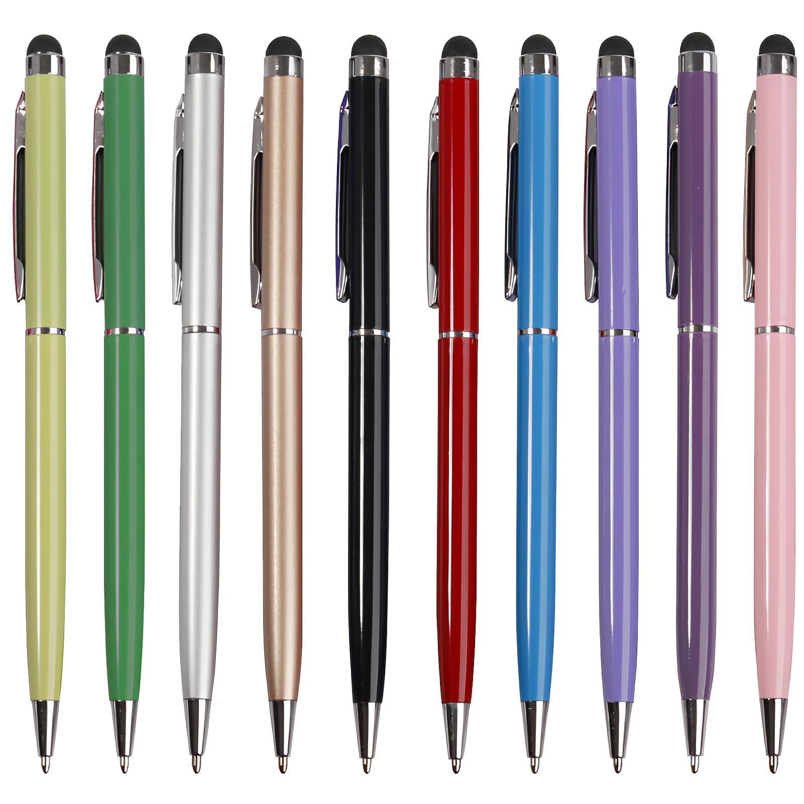 Stylo Tactile Universel 2 en 1, 10 Pièces, Stylet Capacitif 7mm pour Écrans Tactiles Tablette Téléphone