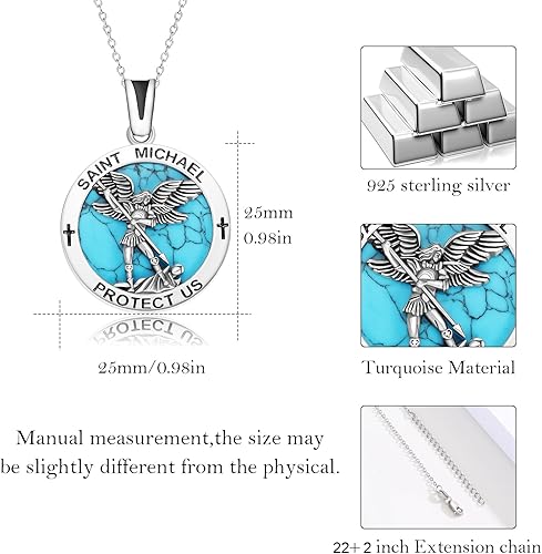 Miniatura 3 de Collar de plata de ley 925, San Miguel, San Cristóbal, San Benito, Virgen María, Medalla Milagrosa para hombres y mujeres, colgante de amuleto de