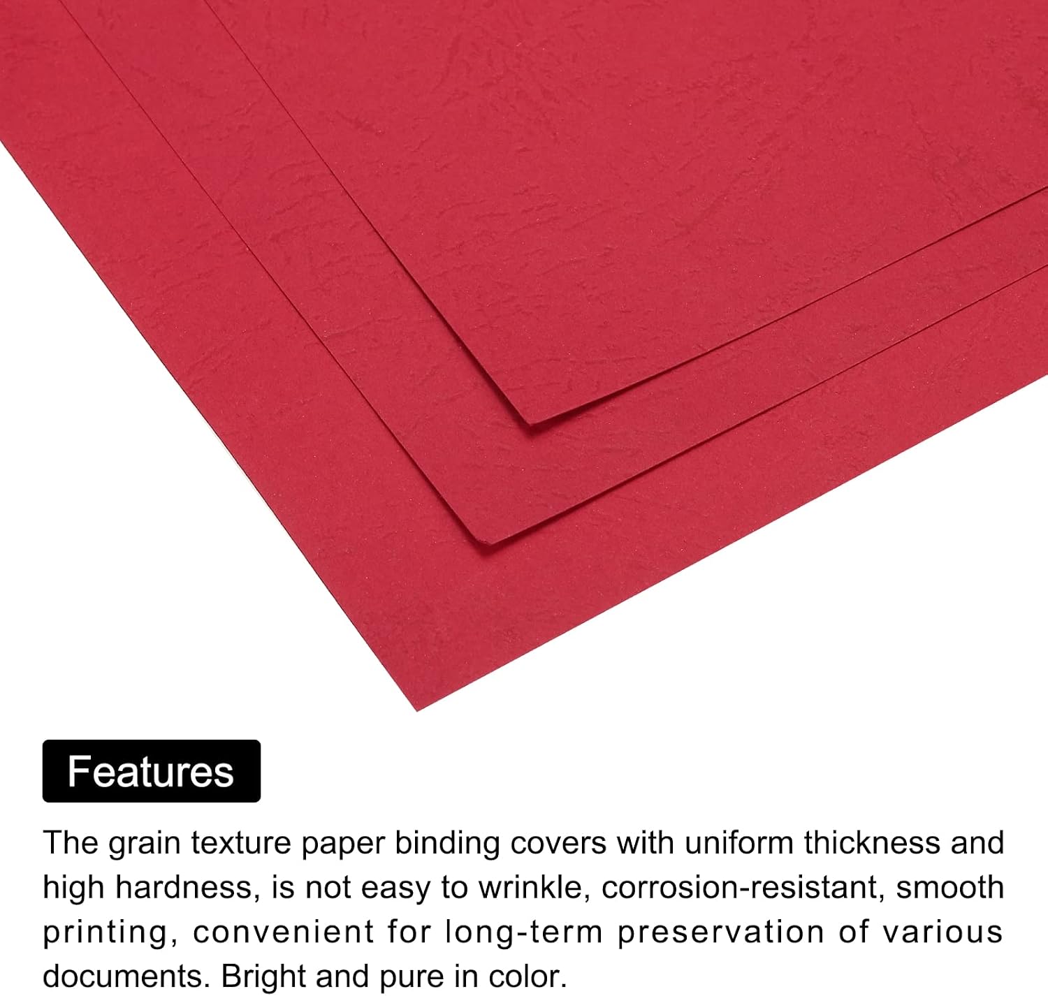 MECCANIXITY 100pcs A4 8-1/2 x 11.5 Inch Presentation Binding Covers Letter Size Leather Textured Grain Paper Un-Punched for Business Reports, Bright Red