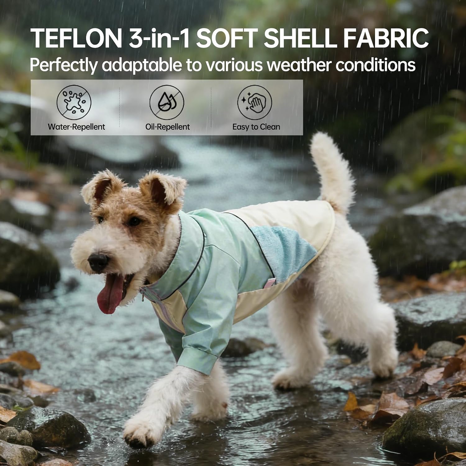 Touchdog 3-in-1 Softshell Dog Hiking Jacket, Waterproof Raincoat with Leash Access, All-Weather Windproof Lightweight 2-Leg Mobility Gear for Small Medium Dogs, Vibrant Dopamine Colors (Blue, Medium)