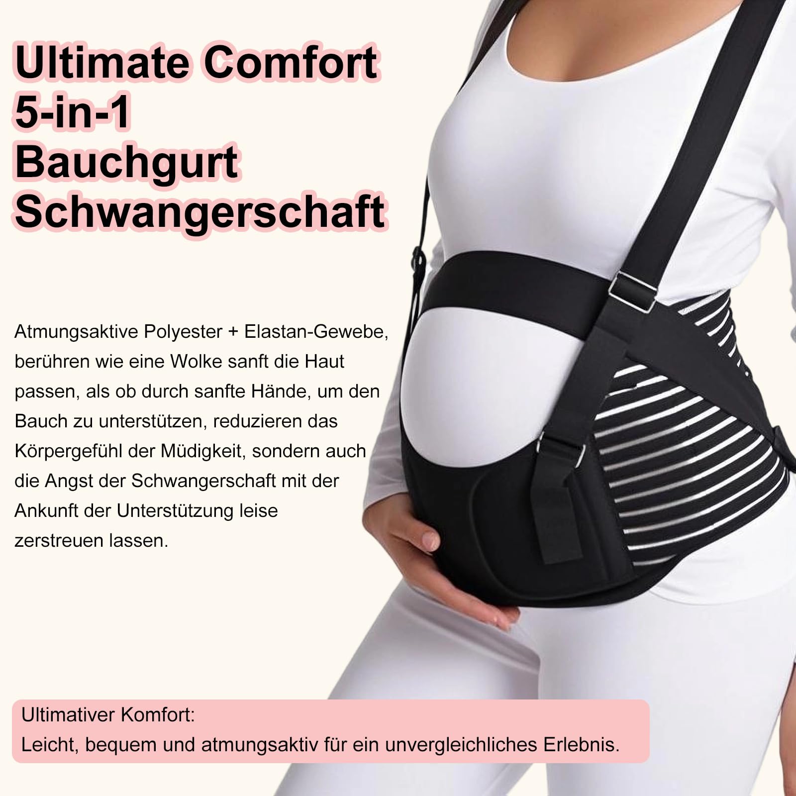 5 in 1 Bauchgurt Schwangerschaft Bauchband Schwangerschaft mit Verstellbaren Trägern Schwangerschaftsgürtel Schwangerschaftsgurt Auto Umstandsmode Belly Band Pregnancy für Stützt Taille & Bauch