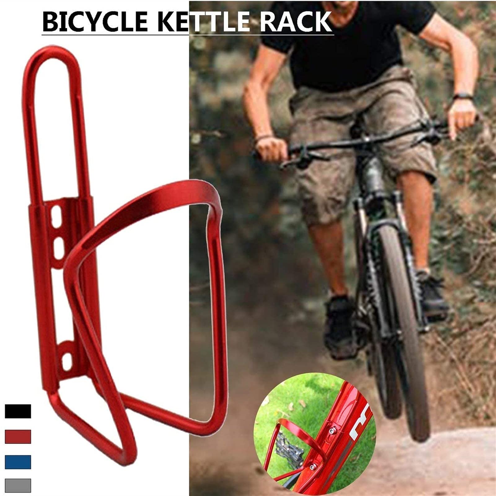 Rowerowy koszyk na bidon Road Mountain Bike uchwyt na kubek wody koszyk na bidon akcesoria do sprzętu jeździeckiego uniwersalny koszyk na bidon (2 szt.) (kolor: srebrny) (kolor: Rood) (Rood)
