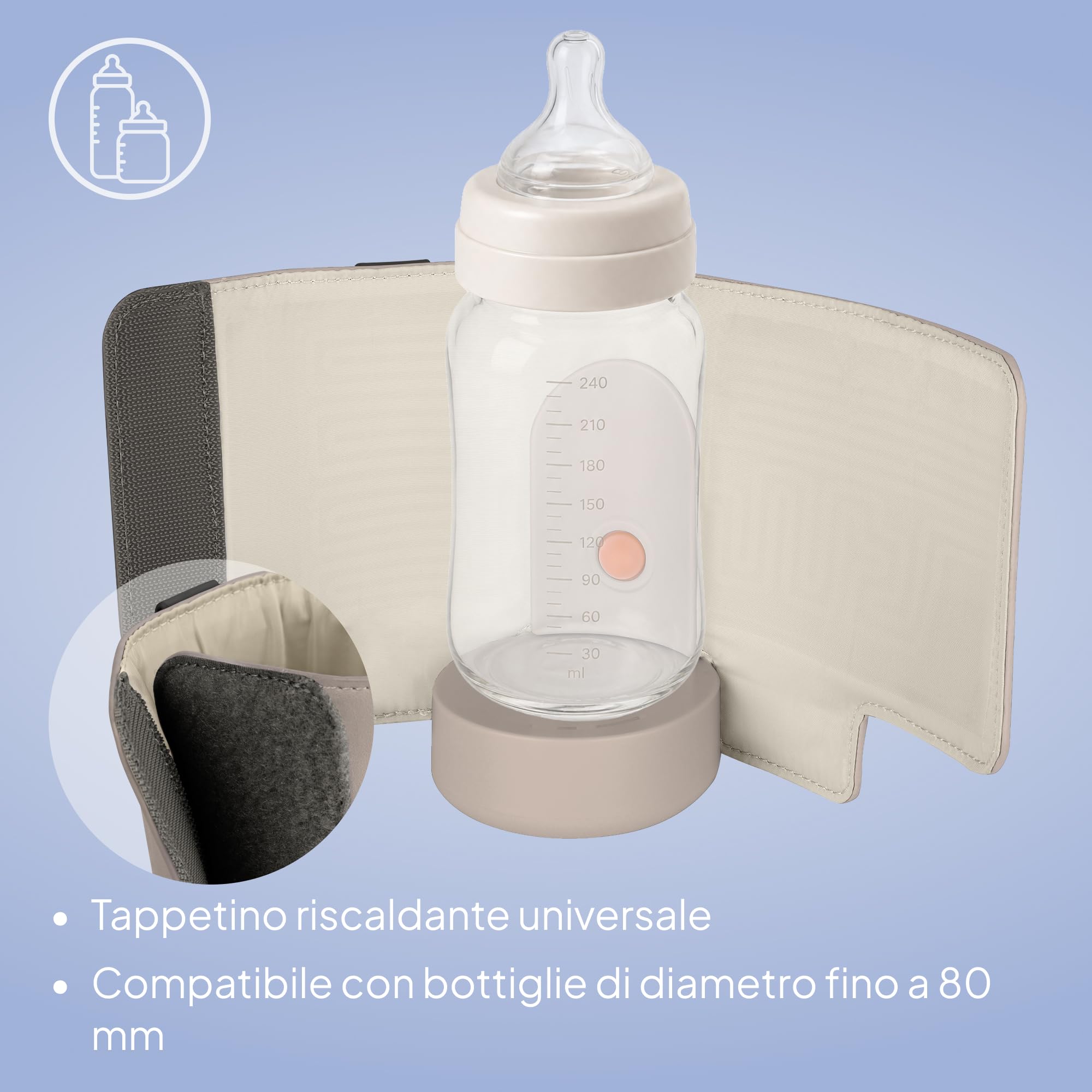 LIONELO Thermup Go Evo Scaldalatte Portatile per biberon per Neonati, Mantiene Liquidi caldi, 5 Temperature operative da 38 a 50°C Ricarica USB-C, Fino a 9 Ore di Funzionamento