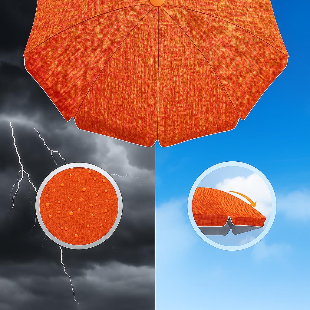 Ombrellone Da Spiaggia 180CM Grande Ombrellone Bastone Ø32 Mm Anti Uv 50+ Inclinabile 30°Ombrello Parasole Da Esterno Con Palo Inclinabile In Alluminio Ombrellone Portatile Con Sacca In Tessuto