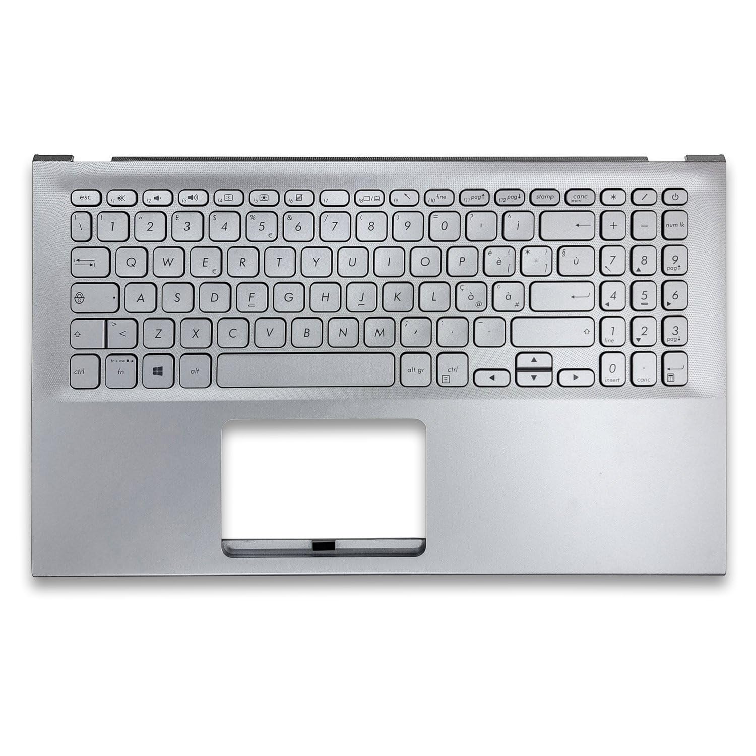 new net - Top Case Palmrest con Tastiera Compatibile con ASUS F512D, F512DA, F512FA, F512FB, F512U, F512UA [Frame Argento - Senza touchpad - Layout ITA]