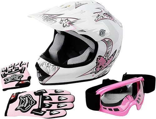 Miniatura 9 de TCT-MT - Casco juveniladulto + gafas + guantes DOT azulrosa para niños, casco para ATV, casco para moto cross y campo traviesa en tallas S a XL