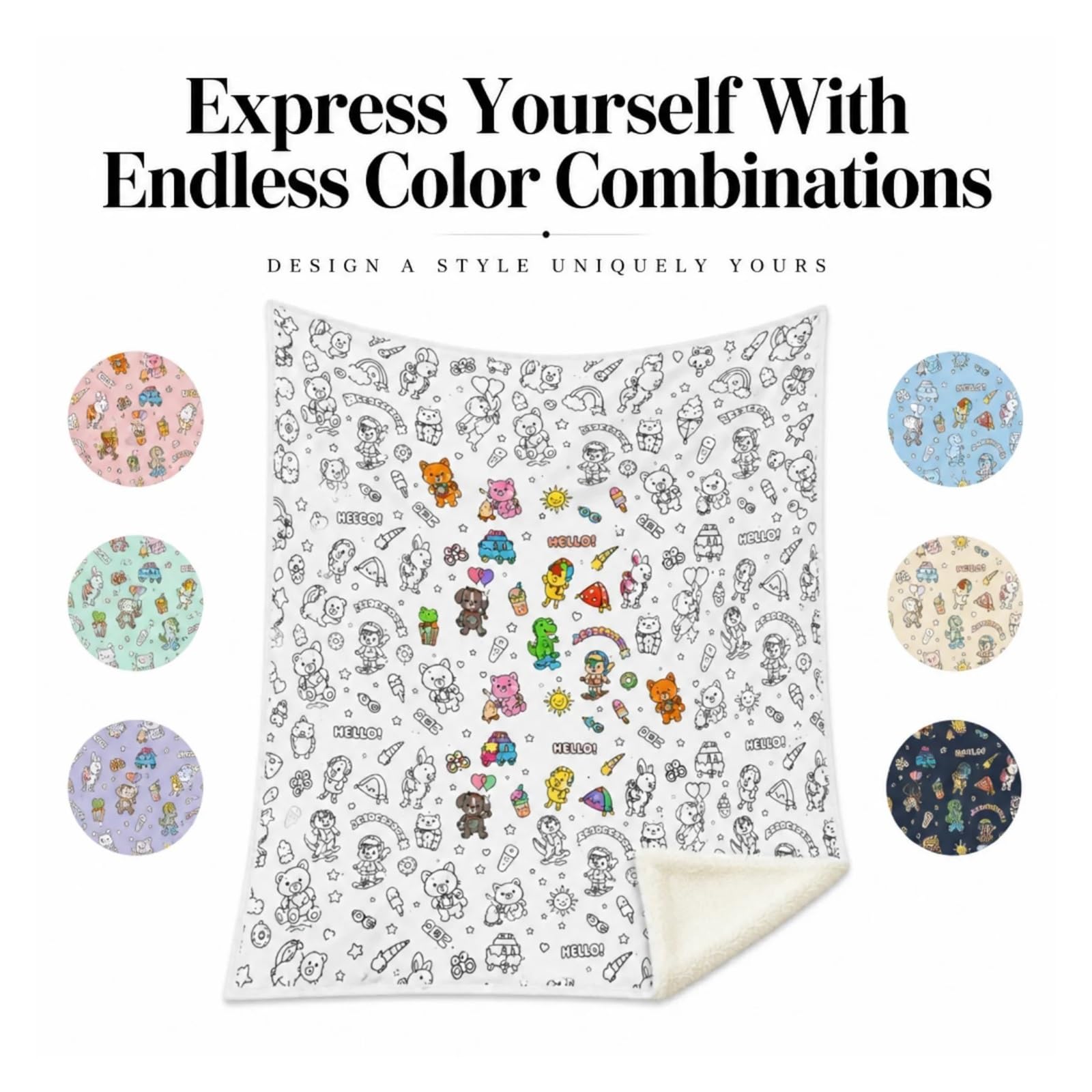 coperta da colorare Coperta da colorare fai te con motivo animale carino lavabile