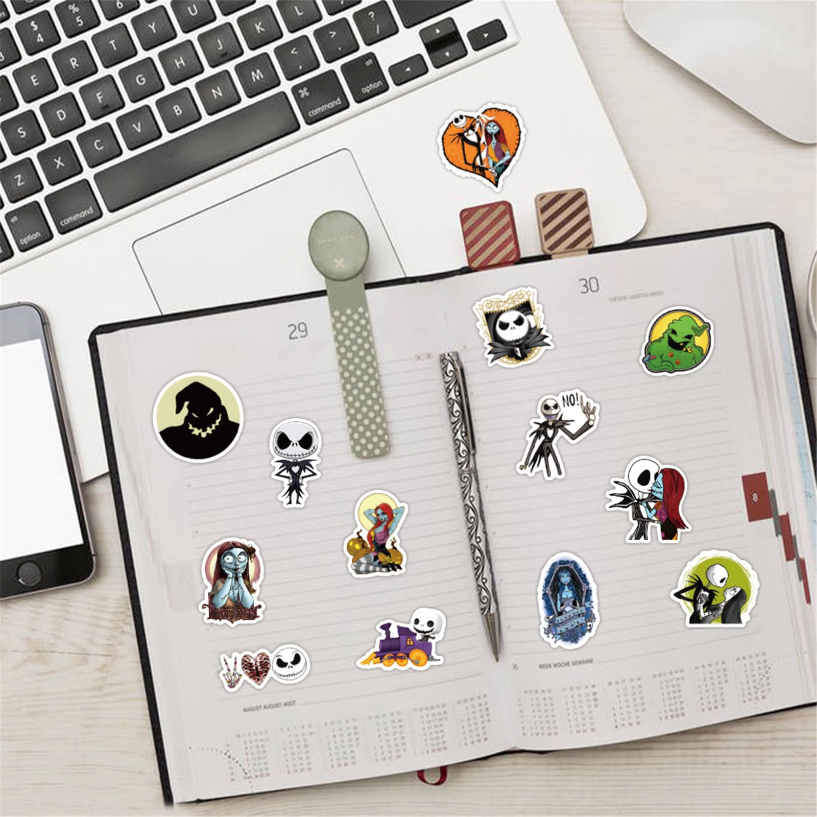 60Pcs The Nightmare Before Christmas Stickers for Kids Stickers Cute Gifts for Girls Boys Halloween Sticker for Kids Waterbottle Laptop Guitar Classroom Prizes for Elementary Students (Nightmare)