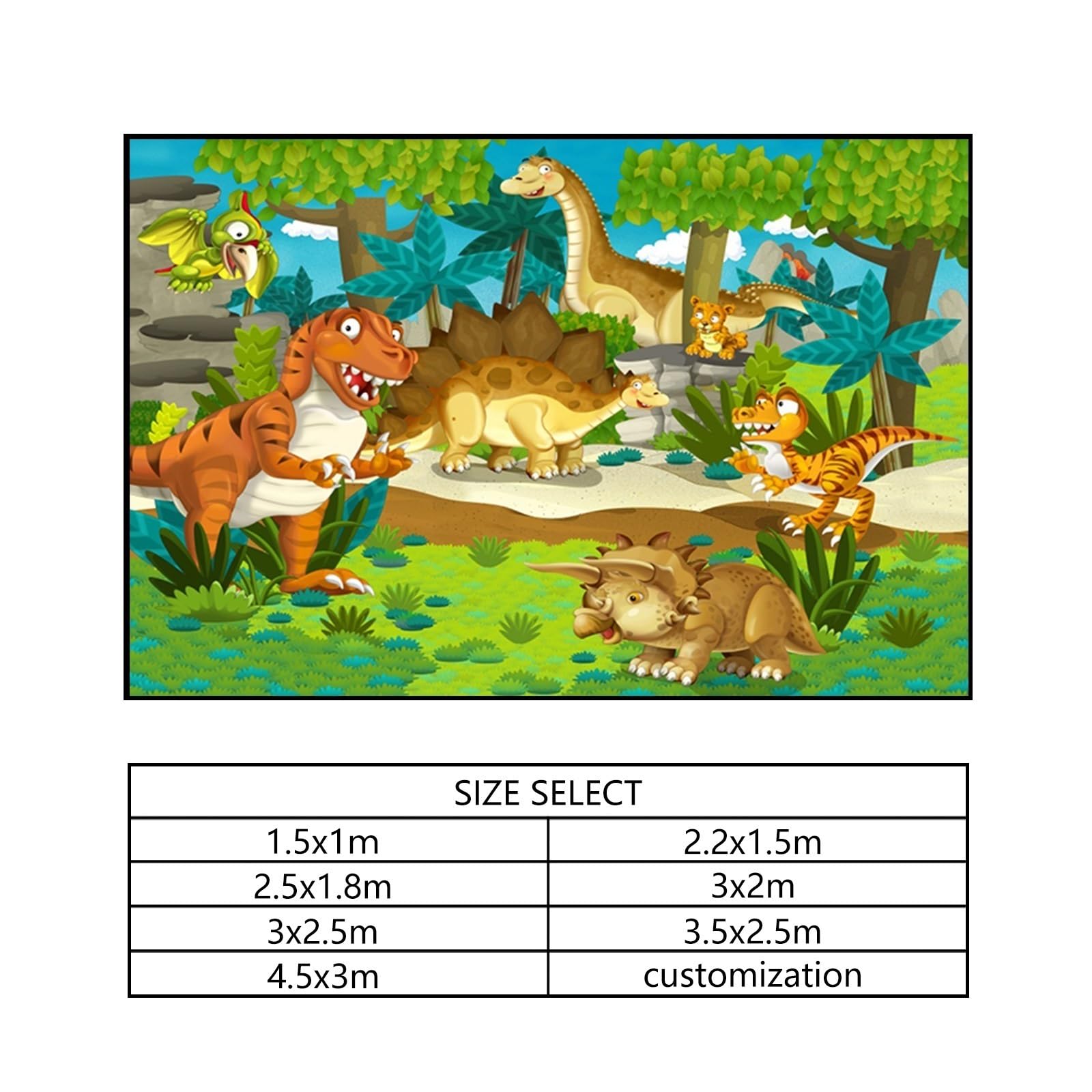 YongFoto 2,2x1,5m Sfondo di dinosauro Tirannosauro Rex Ingombranti Erba Albero Jurassico Sfondo di fotografia Festa a tema Dino Bambini Tavolo per torta di compleanno Photo Booth Prop