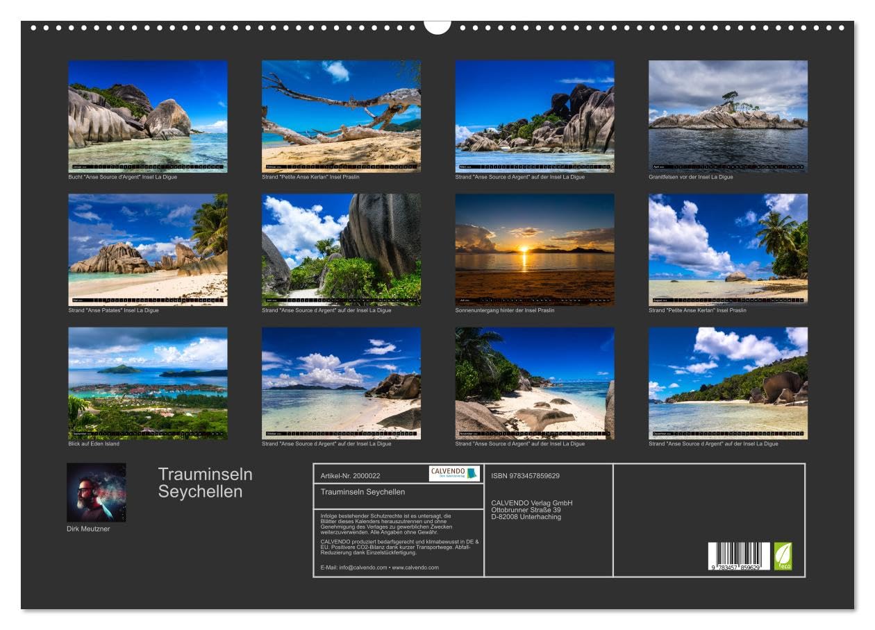 Trauminseln Seychellen (Wandkalender 2026 DIN A2 quer), CALVENDO Monatskalender: Paradies auf Erden - Seychellen (CALVENDO Natur)