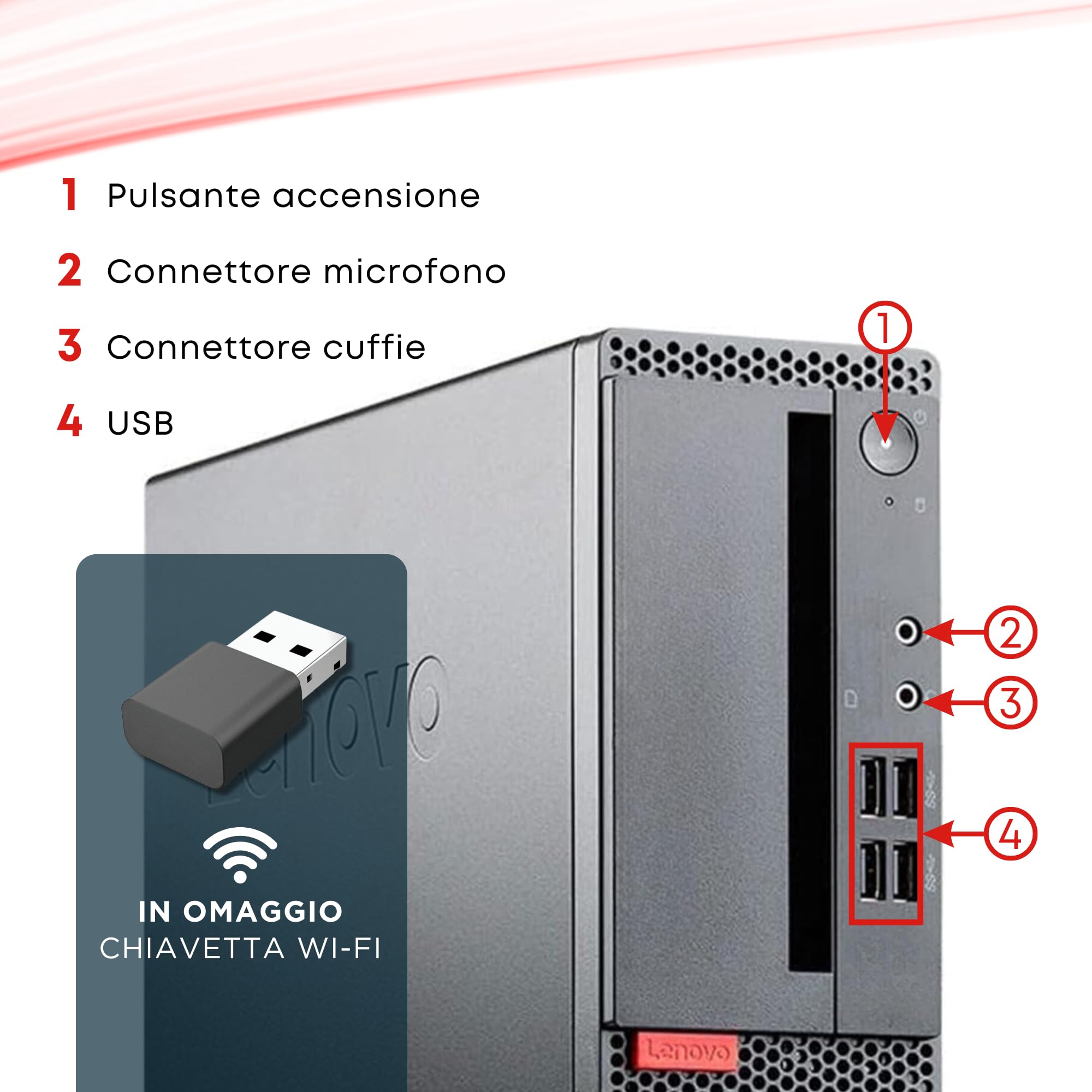 Lenovo ThinkCentre SFF, Pc Desktop Pronto all'uso, Intel i5-6500 4 Core 3.20 GHz, Ram 8Gb SSD 256Gb, Computer Pc Fisso con Libre Office (Ricondizionato)