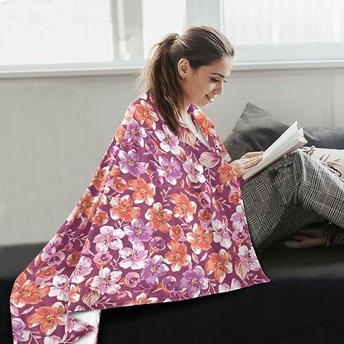 Miniatura 6 de KLL Blooming Spring Summer Meadow Flower Red Fluffy Blanket Fall Plush Travel Blankets Flannel Microfiber Throws 60"x90" for Couch, Car, Bedroom