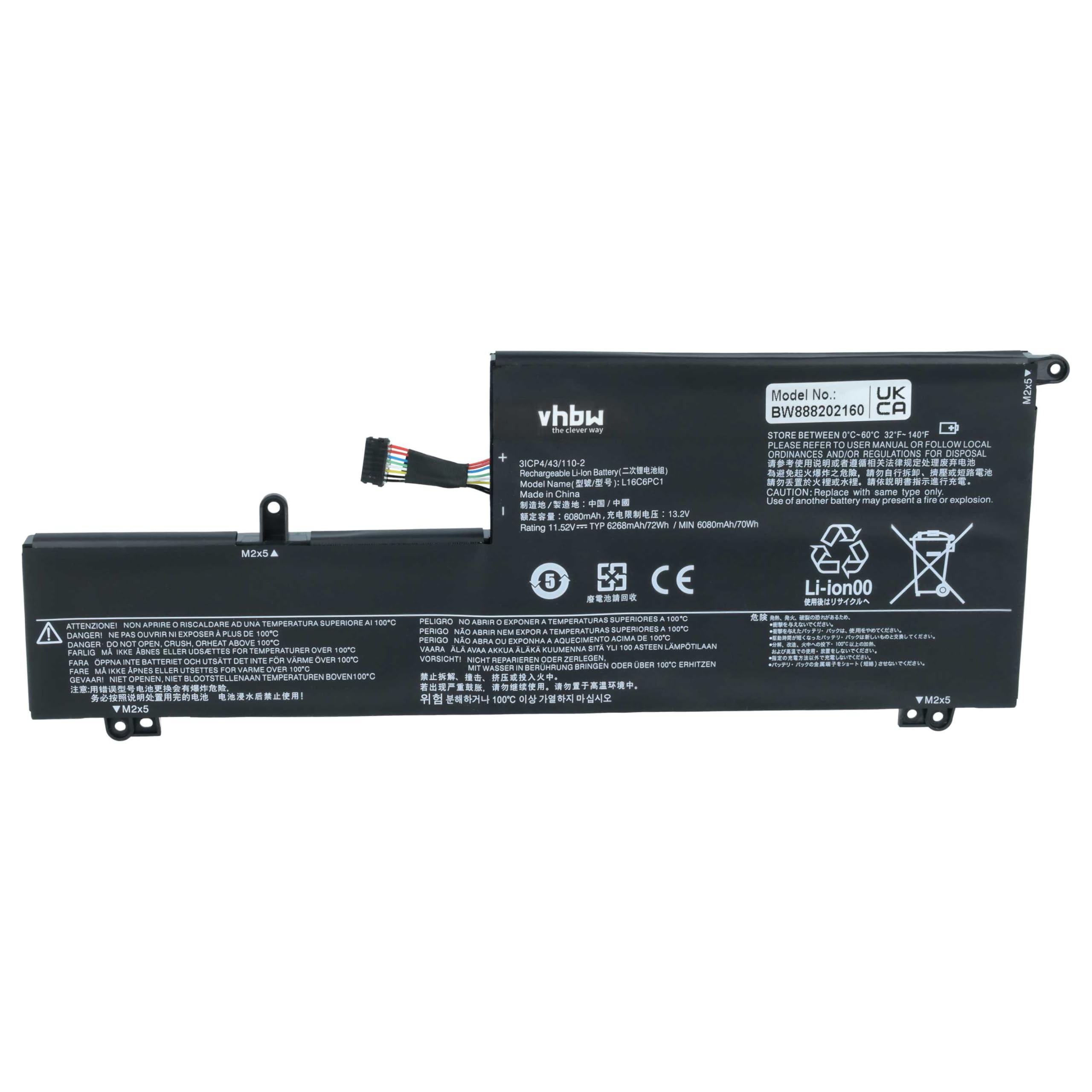 vhbw 1 x bateria zastępuje Lenovo L16M6PC1, L16L6PC1 do notebooka (6150 mAh, 11,56 V, Li-Poli)