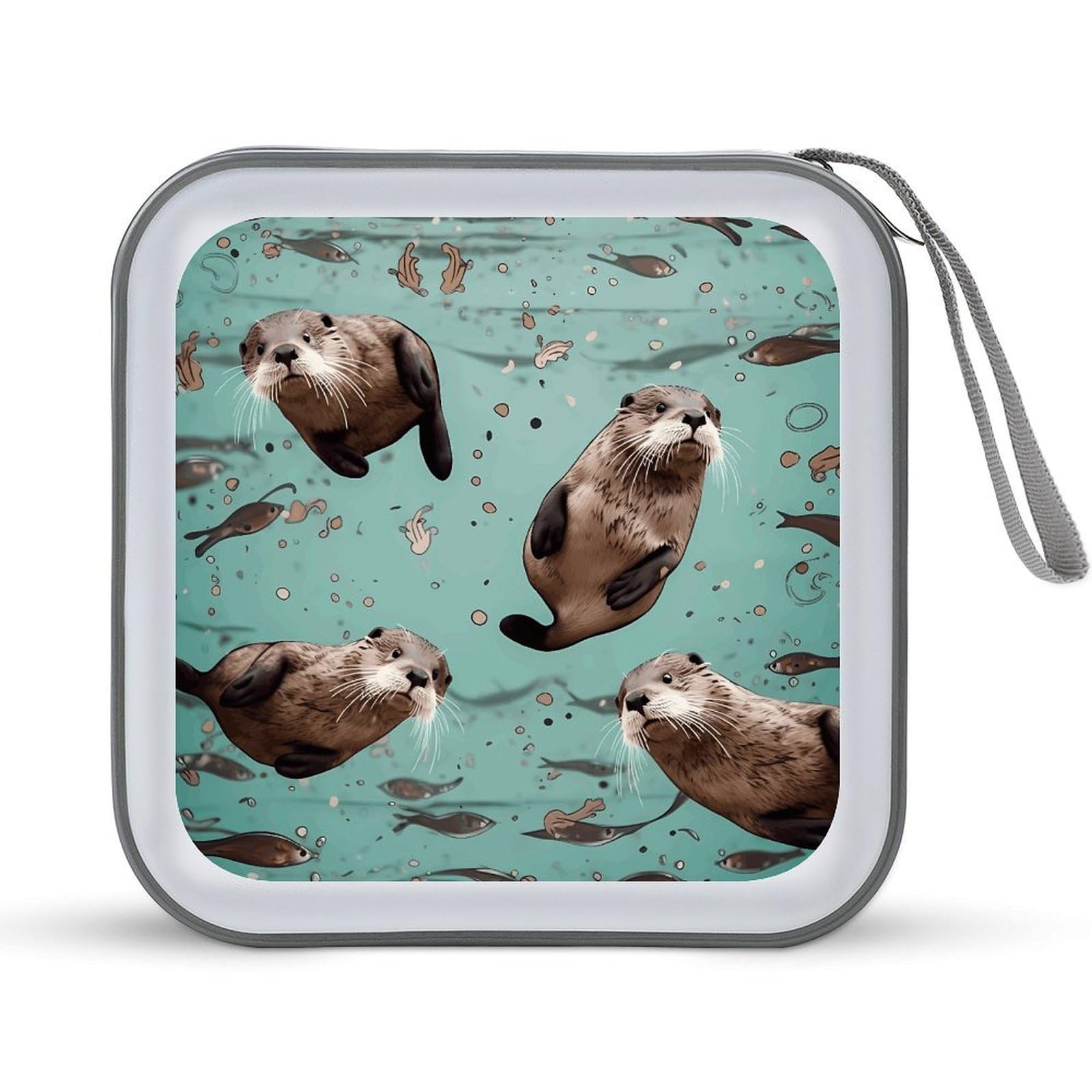 VstaDank Otters DVD Case With Zipper Portable CD Case Hardshell DVD VCD Binder Storage Box EVA Protective Blu-ray Wallet 40 Capacity CD Wallet Movie Music Media Disc Wallets