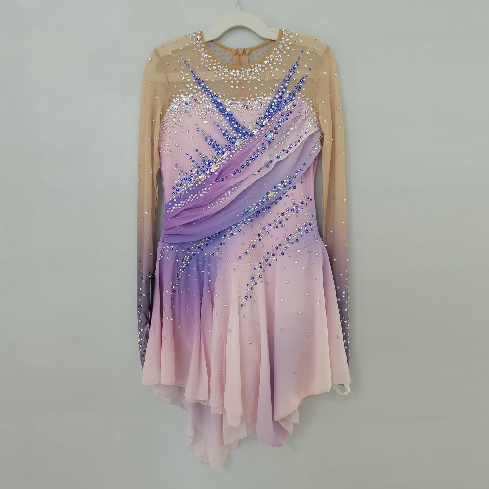 LIUHUO Robe de Patinage Artistique Rose pour Fille