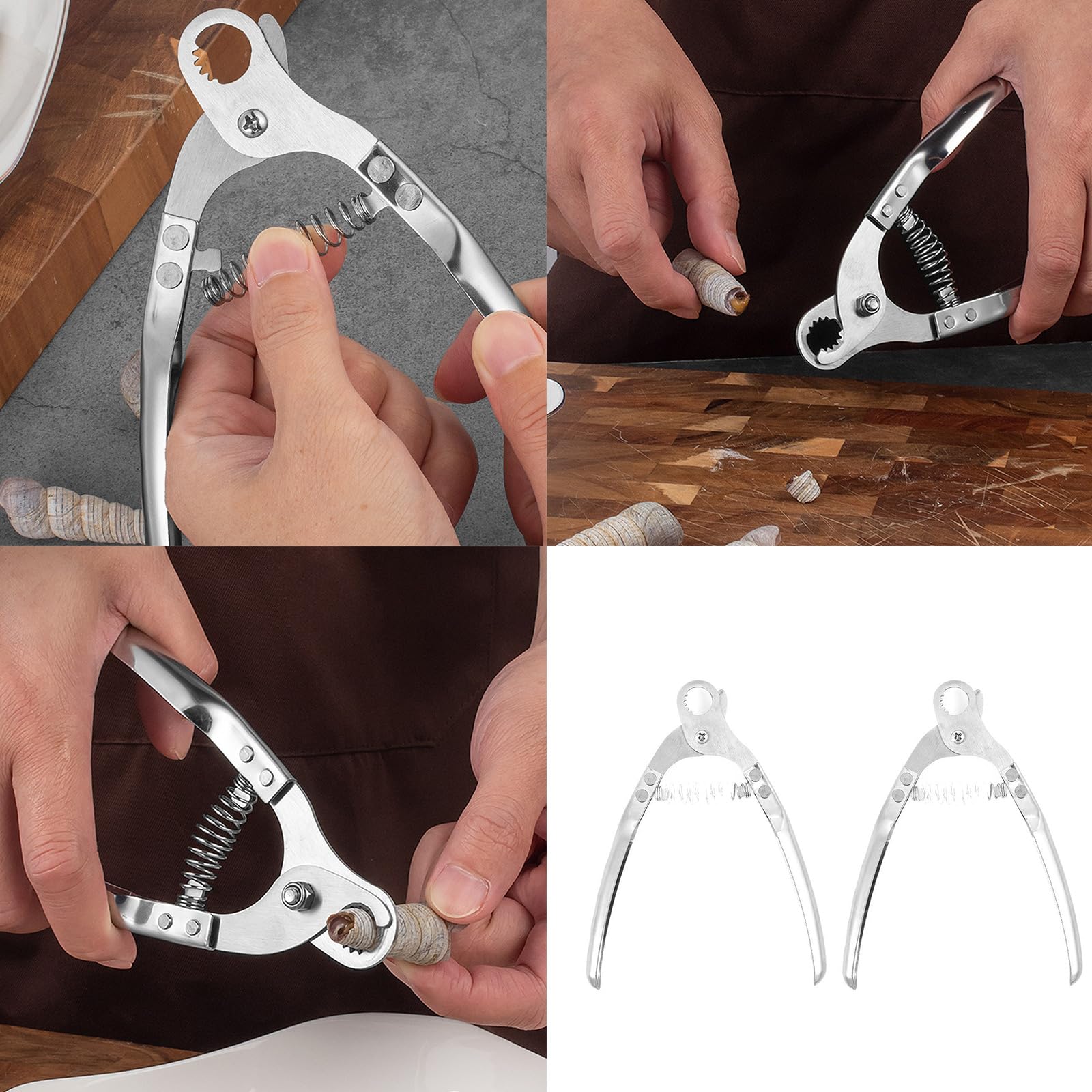 Pack Of 2 Stainless Steel Snail Tail Shears With Comfortable Grip For Seafood Preparation Ergonomic Handle Cutter