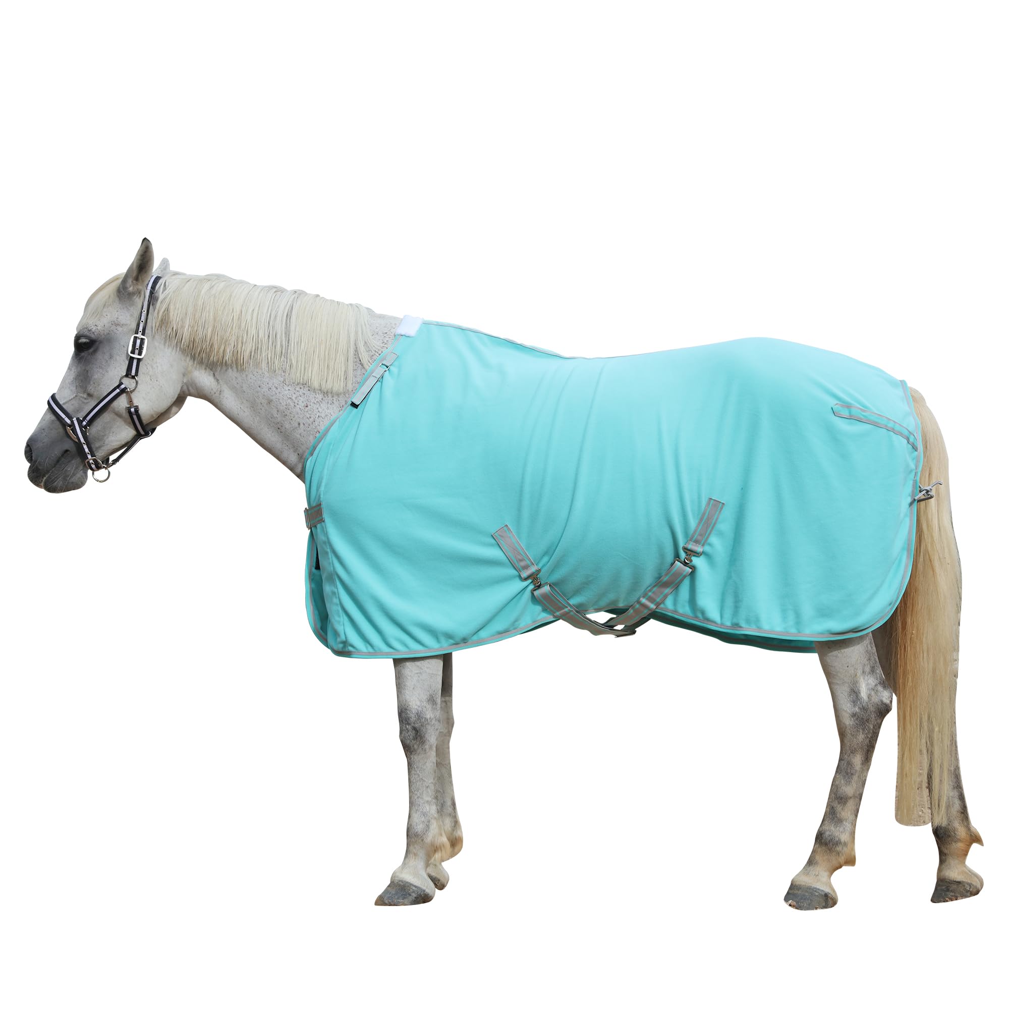 Leberna Fleece Cooler for Horses, Breathable Anti-Sweat Moisture-Wicking Quick-Dry Stable Rug for Post-Ride Care, Travel & Shows (Mint Green, 5'9")