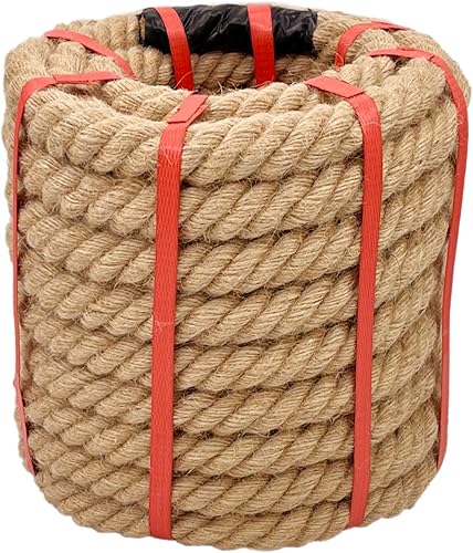 Miniatura 9 de Cuerda de Cáñamo Natural (1 pulgada x 50 pies) Cuerda de Manila Trenzada Cuerda de Yute Gruesa para Manualidades, Cuerda de Columpio de Porche