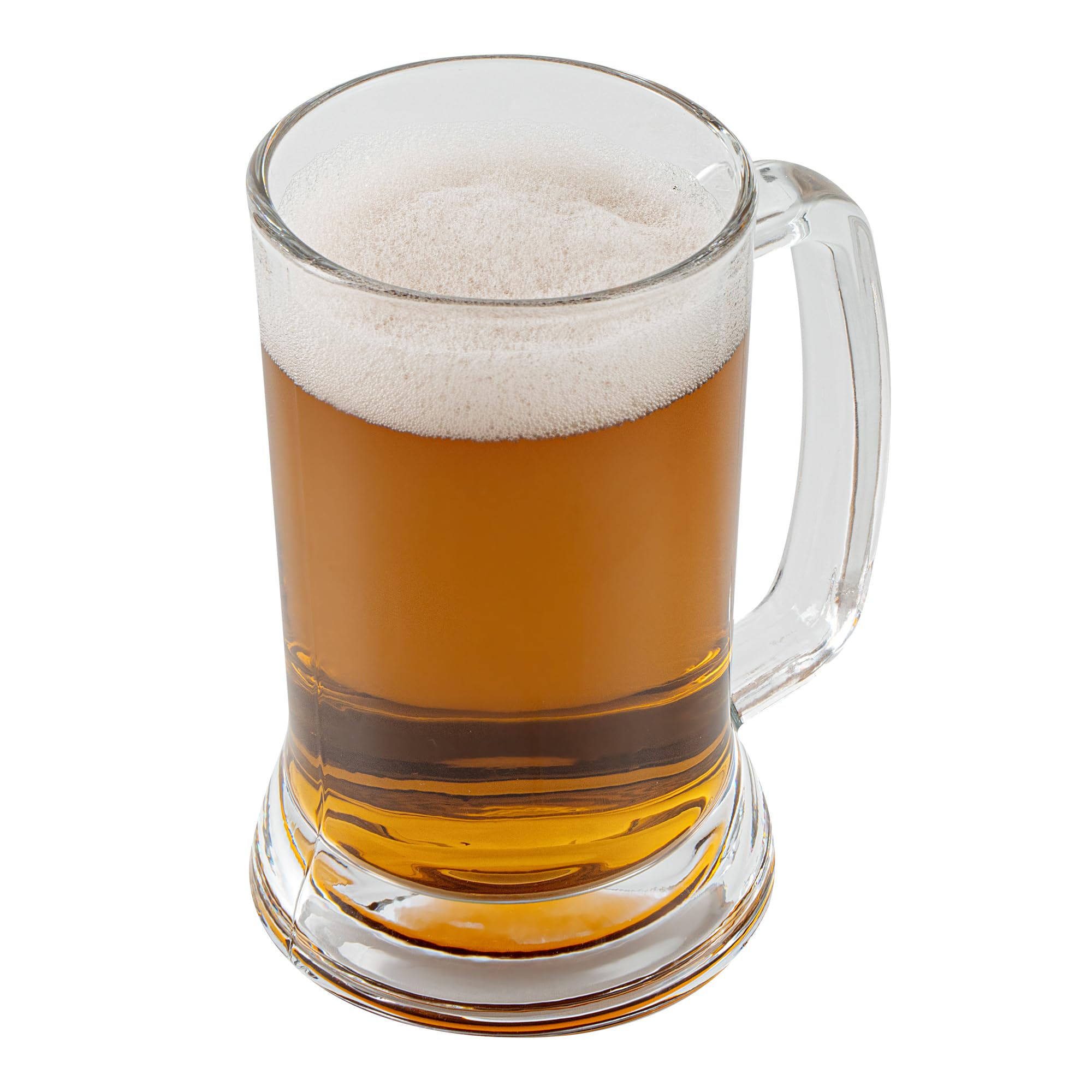 Restaurantware - Vetri - Tazas de cerveza de 473 ml, 24 vasos de cerveza lavables en lavavajillas con asa, sin plomo, base pesada, vasos grandes de vidrio transparente, para bares, restaurantes, hogar