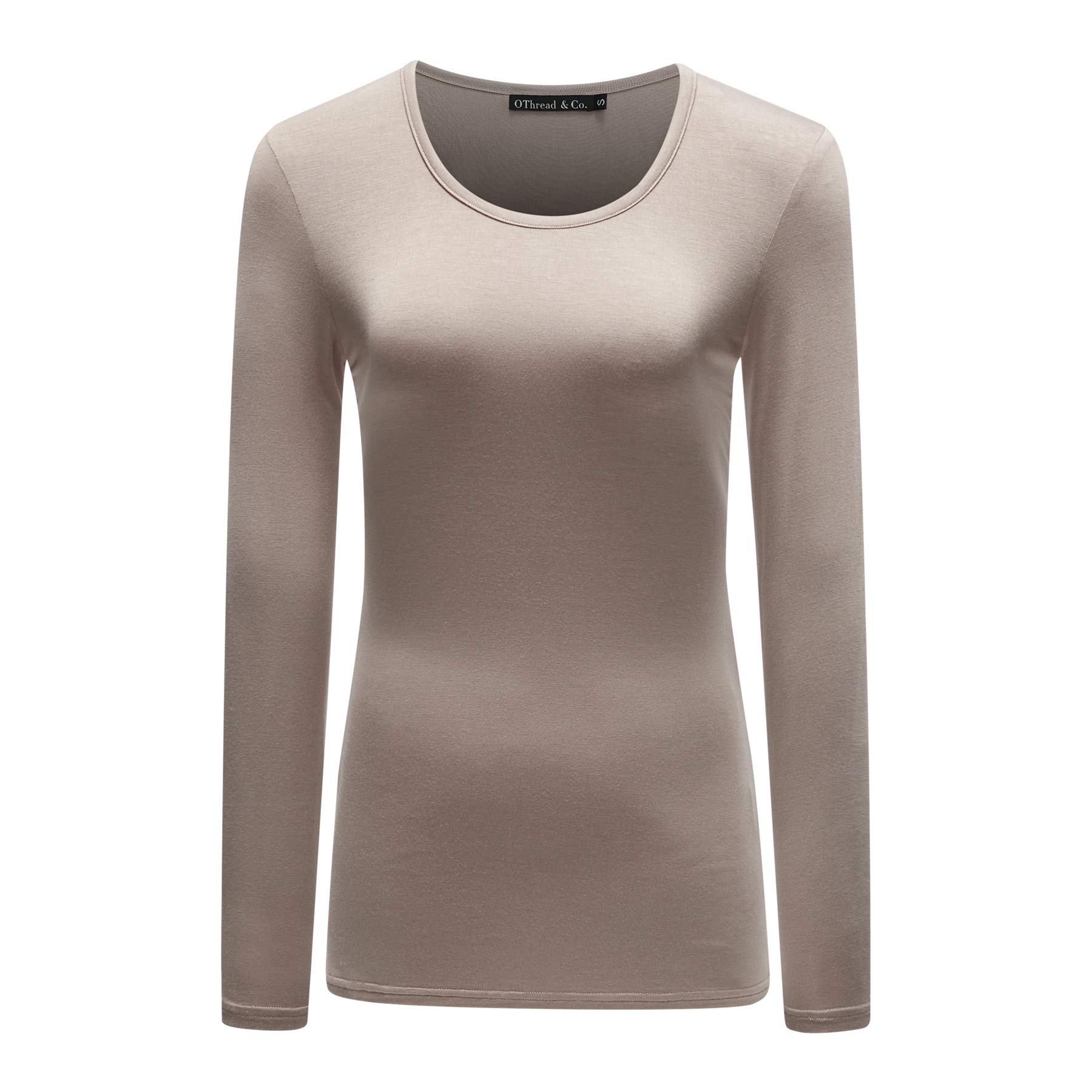 OThread & Co.Women's Long Sleeve T-Shirt Scoop Neck Basic Layer Stretchy Shirts