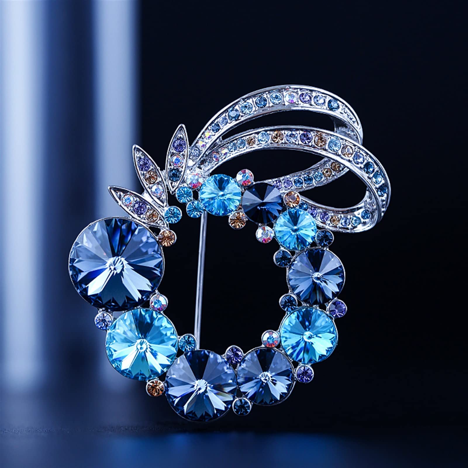 RAN-Brooch Kristallbrosche Bunte Kreis Kranz Brosche Weibliche Mantelbrosche voller Strasssteine ​​Pin Zubehör