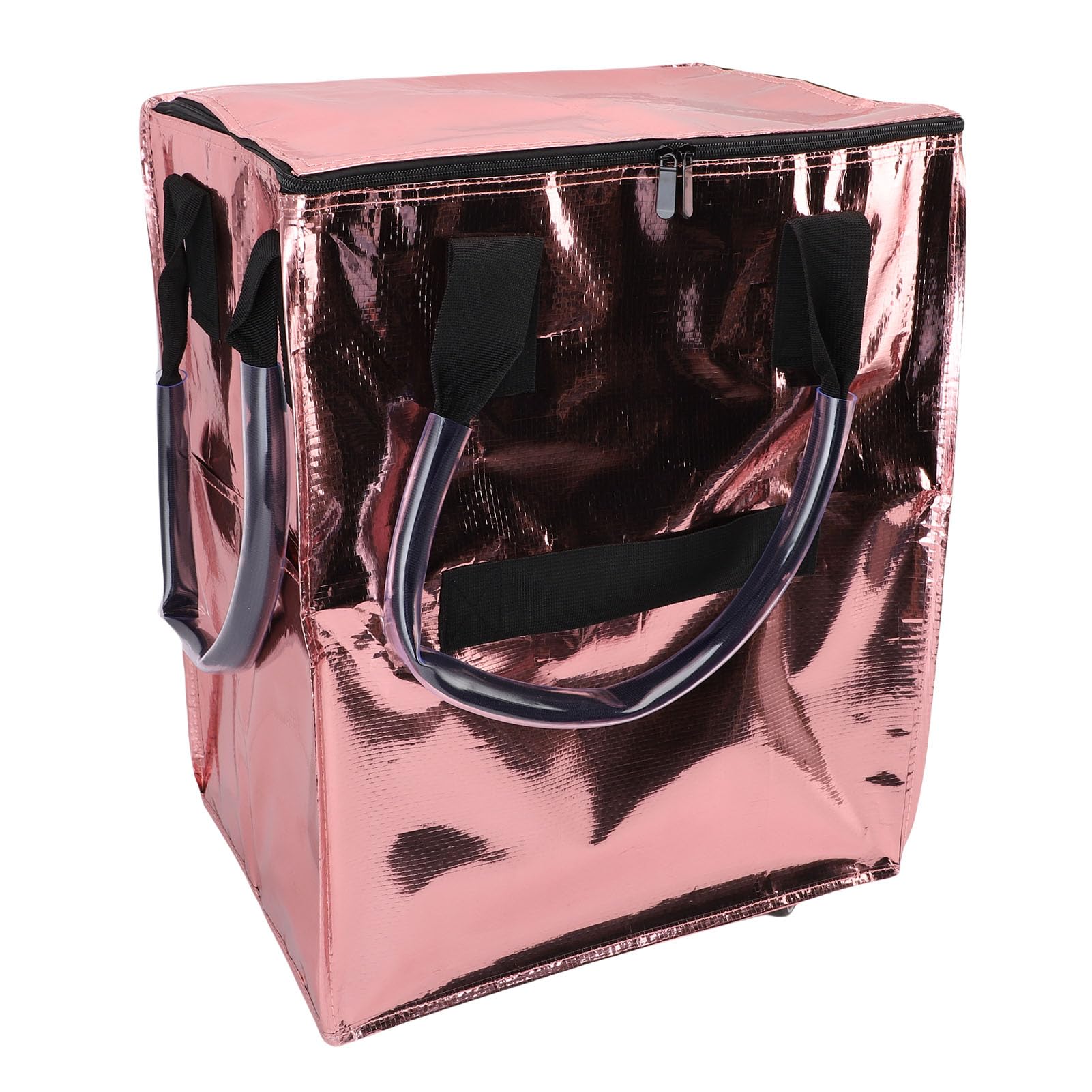 Chrees Einkaufstasche auf Rollen, Rolltasche mit Großem Fassungsvermögen, Tragbare, Zusammenklappbare Einkaufstaschen mit Rollen für Bequemes Einkaufen (Roségold)