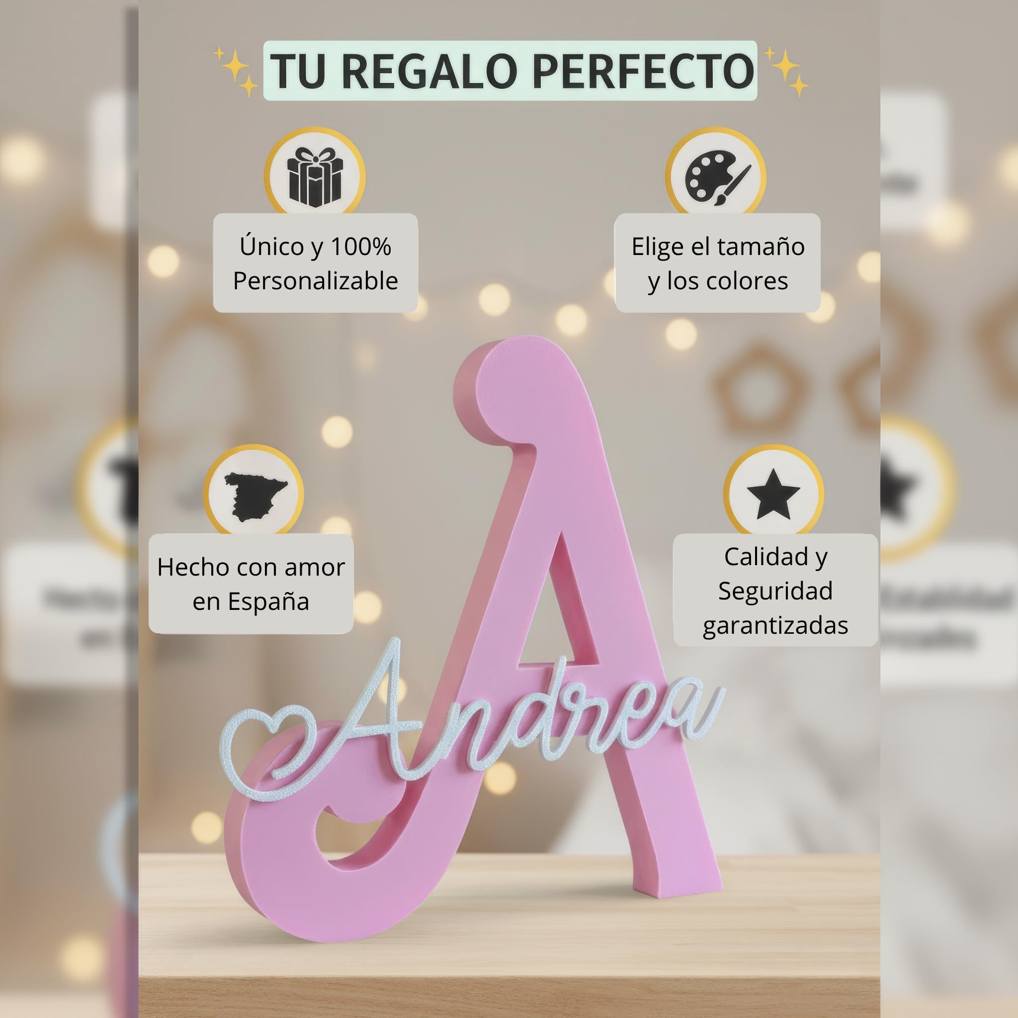 Letras Decorativas Personalizadas con Nombre | Tamaño 15-25cm | Ideal Comuniónes, Regalo Bebé, Habitación Infantil o Bautizo.