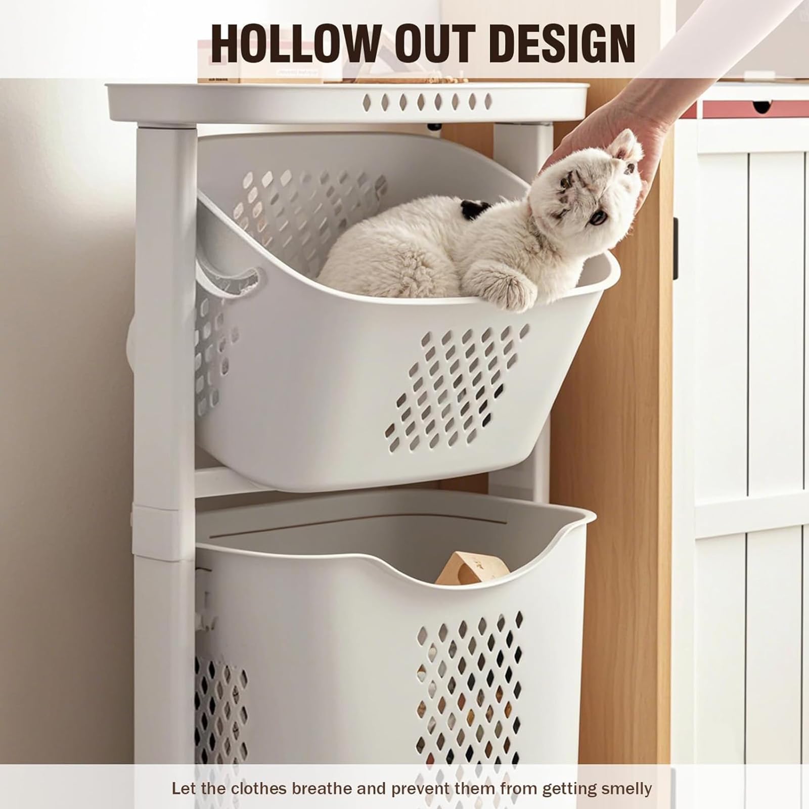 Organizer per carrello con ruote, cesti portabiancheria rimovibili per una facile conservazione e mobilità, ideale per camera da letto e bagno