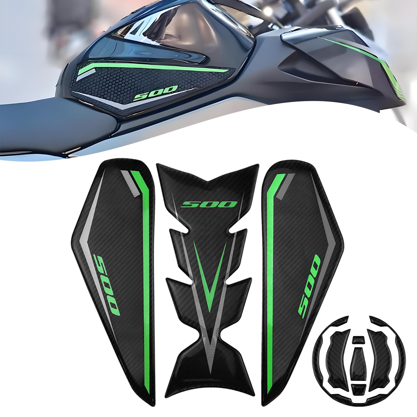 Protège-réservoir pour Kawasaki Ninja 500 Z500 SE 2024-2025, vert