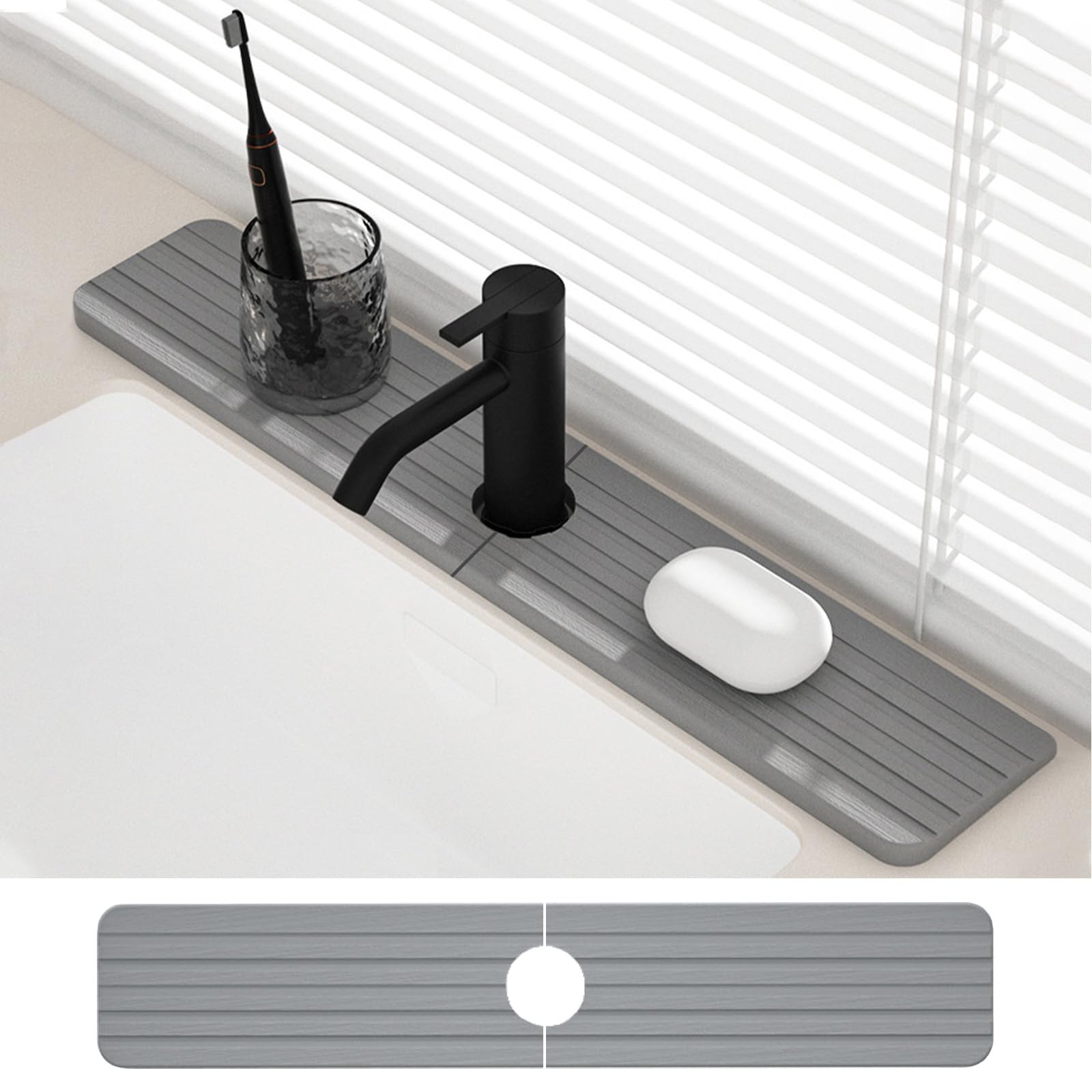 Kitchen Sink Splash Guard - Diatomite Kitchen Faucet Absorbent Mat,Faucet Mat for Kitchen Sink,Super Absorbent,Prevents Moisture Buildup-Diatomaceous