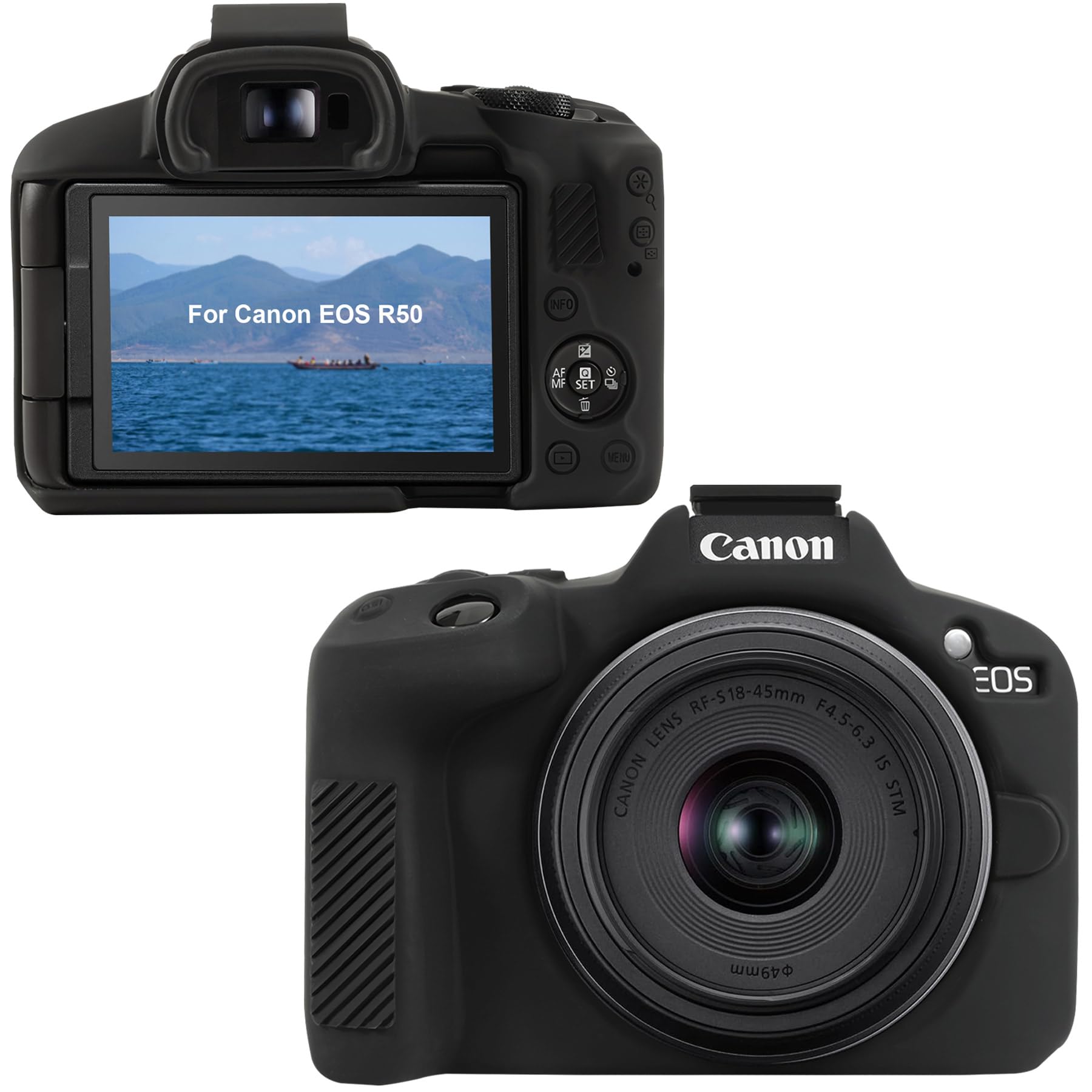 Canboc Silicone Case for Canon EOS R50 Mirrorless Camera, R50 Protective Soft Silicone Cover, Black (Case Only)