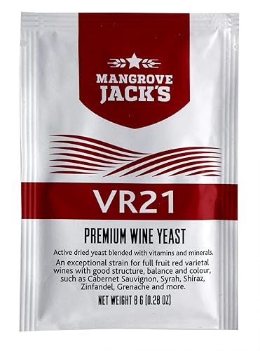 Levadura de vino de manglares Jack's - VR21 0.28 oz trata 23L Fruta completa y rojos del país