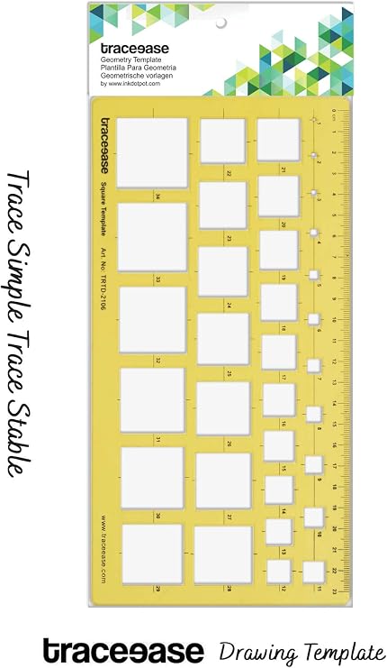 Traceease Geometric Drafting Sqaure Template Drawing Stencil, Designing Template Measuring Ruler