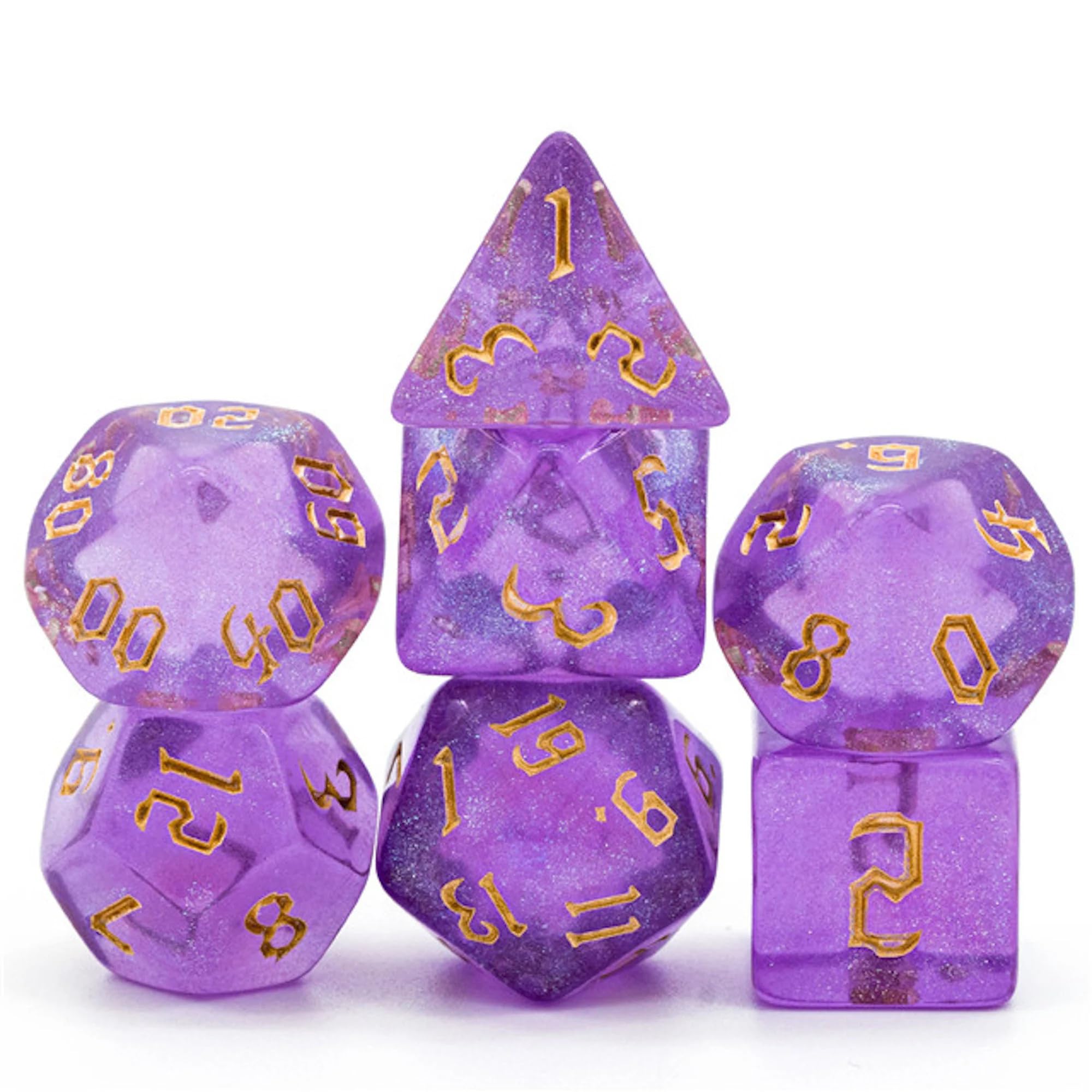 Feywild Whisper Dice Set - Lilac & Lavender Polyhedral Glitter Dice for Tabletop RPGs & Role-Playing Games