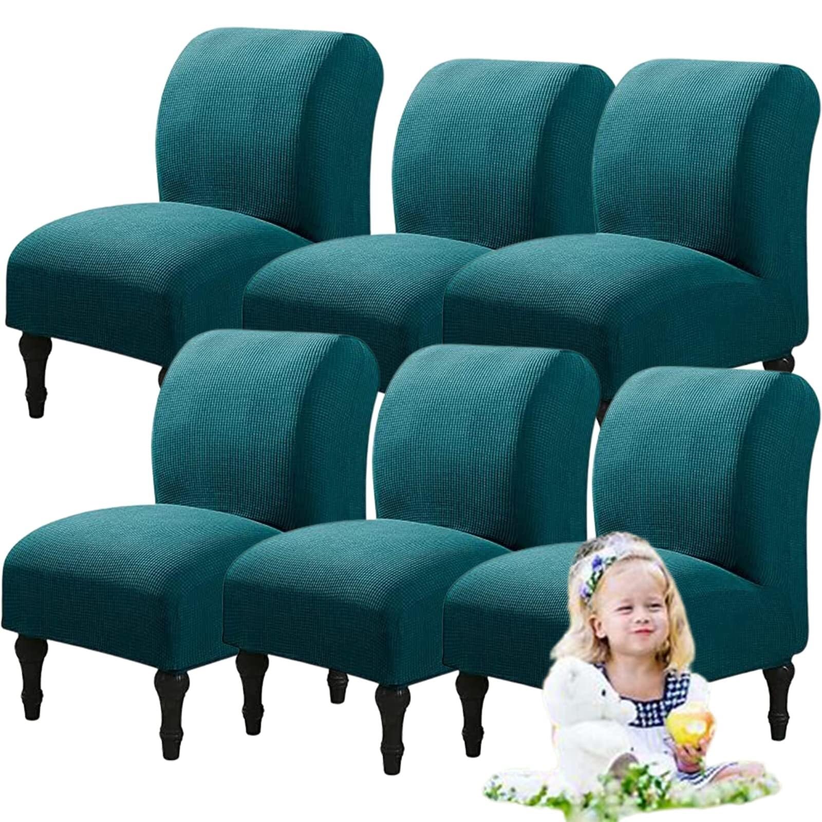 NMVAWIPT Armless Accent Chair Covers, Polyester+Spandex Stretch Slipcover, Removable Furniture Protector, For Home Hotel(7#,6pcs)