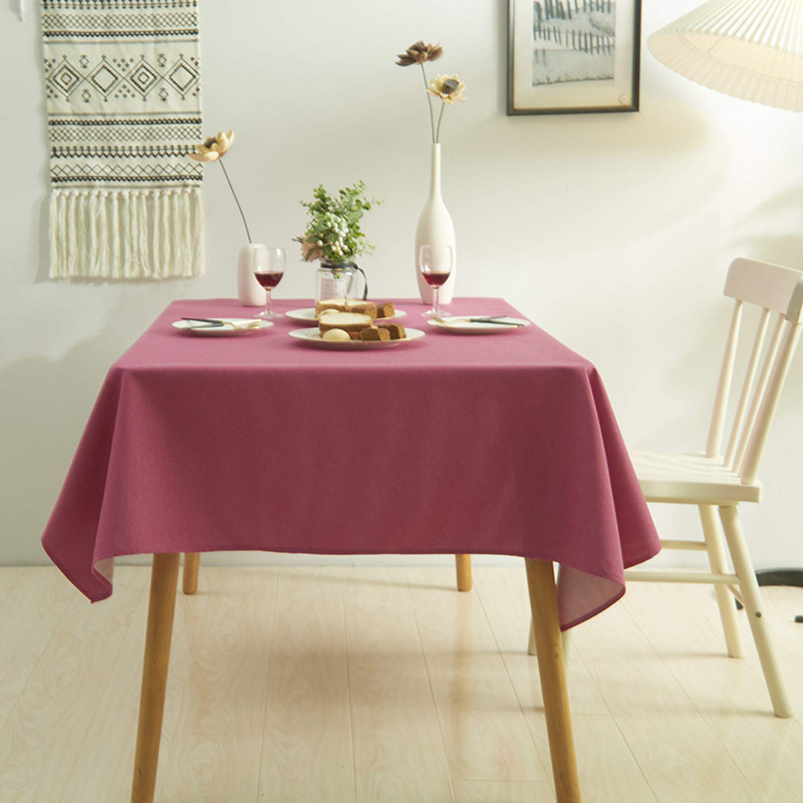 Tovaglia Rosa Scuro 140x260 cm Impermeabile Poliestere Antipiega Antimacchia Perfetta per Sala da Pranzo Feste ed Eventi
