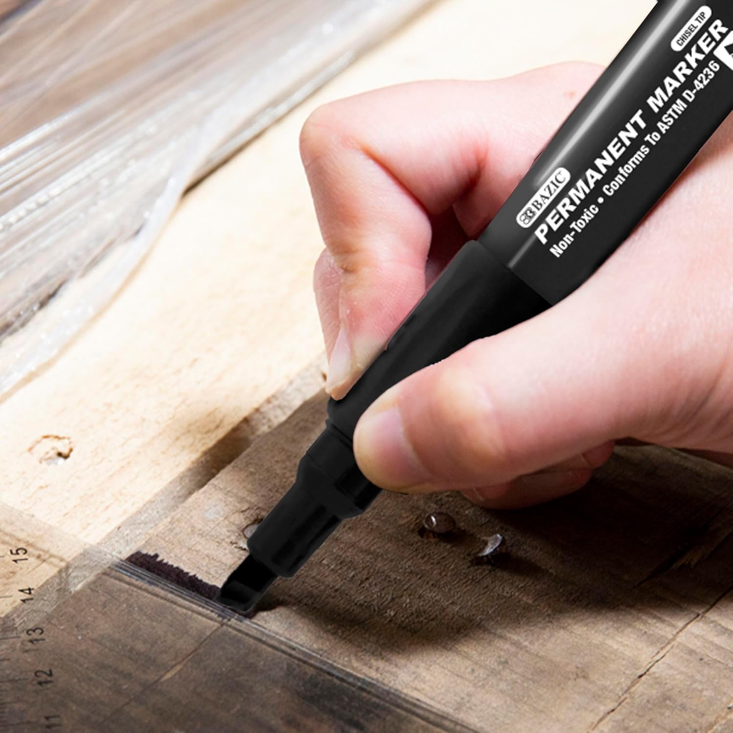 BAZIC Products Permanent Marker Chisel Tip, Jumbo Assorted Color Markers, Soft Grip Coloring on Plastic Wood Metal Glass Stone for Art Office (3/Pack), 24-Packs