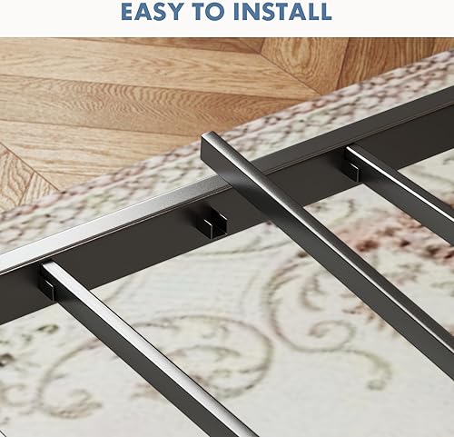 Miniatura 4 de OLIXIS Base de cama de tamaño matrimonial con cabecero, base de colchón de 800 libras con soporte de metal resistente, almacenamiento debajo de la