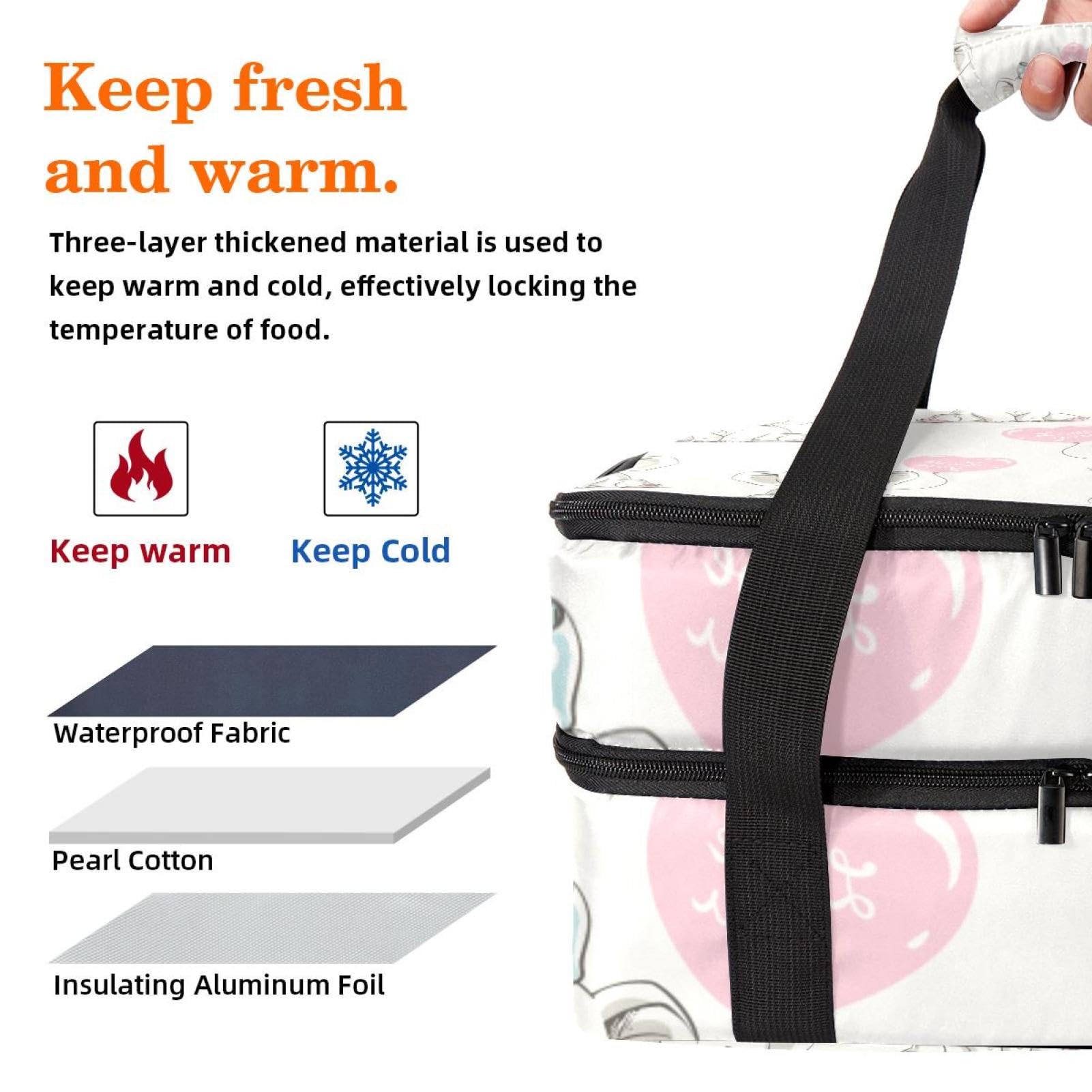 Grand sac à déjeuner isotherme pour homme et femme, double couche, étanche, étanche, réutilisable, sac fourre-tout pour le travail, l'école, le pique-nique, la plage, le camping, les voyages, motif
