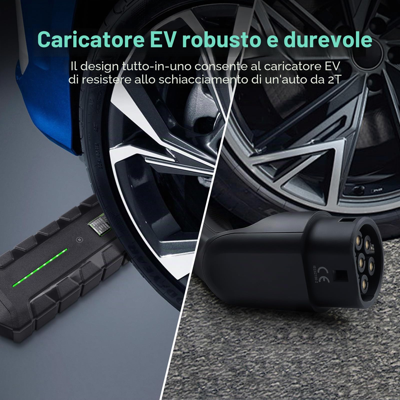 Caricatore EV 1 fase tipo 2 Mobile Wallbox 7,2 KW con spina 32 A, caricatore EV 1 fase con cavo di ricarica da 6 m, IP66, impermeabile, stazione di ricarica mobile per EV PHEV