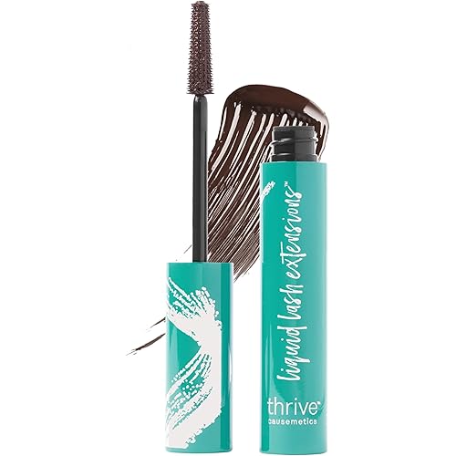 Thrive Causemetics Liquid Lash Extensions Mascara, Tubing Thrive Mascara Lengthening, Volumizing & Curling, Smudge Proof, Washable, No Clumping or Flaking, Vegan & Cruelty Free, Crystal (Brown Black)