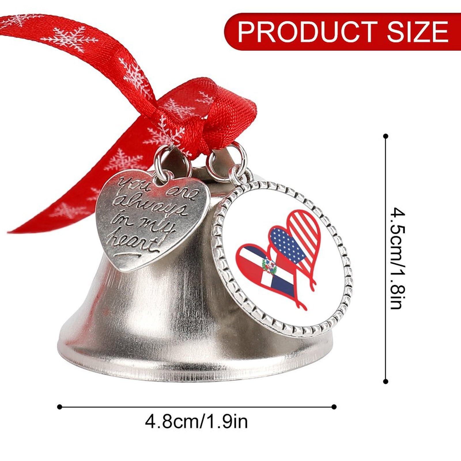 U.S. Dominican Republic Flag Funny Christmas Bell Ornament Cute Xmas Tree Hanging Pendant Decoration for Holidays Party