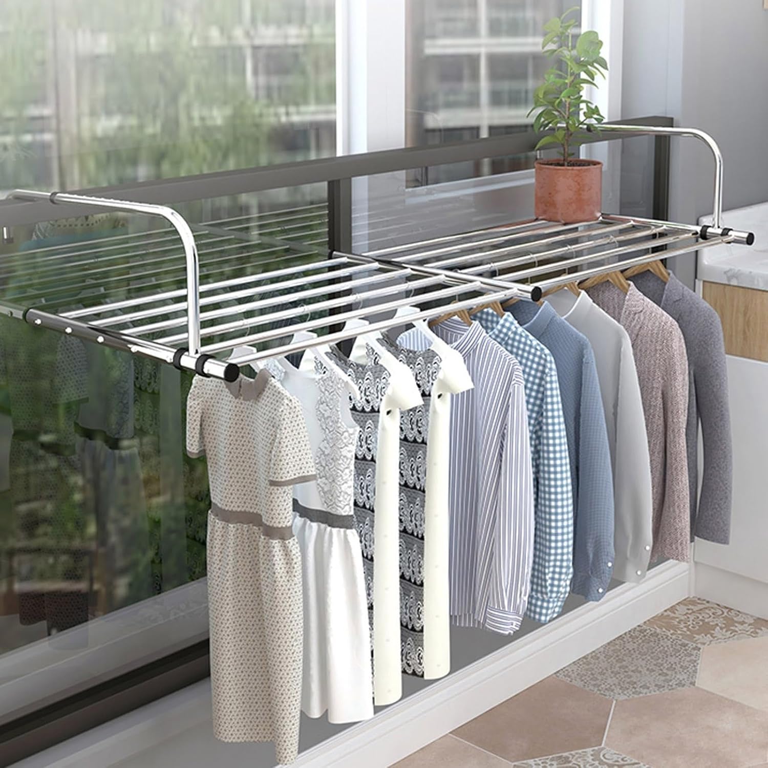 Portable Clothes Drying Rack for Balcony Railings