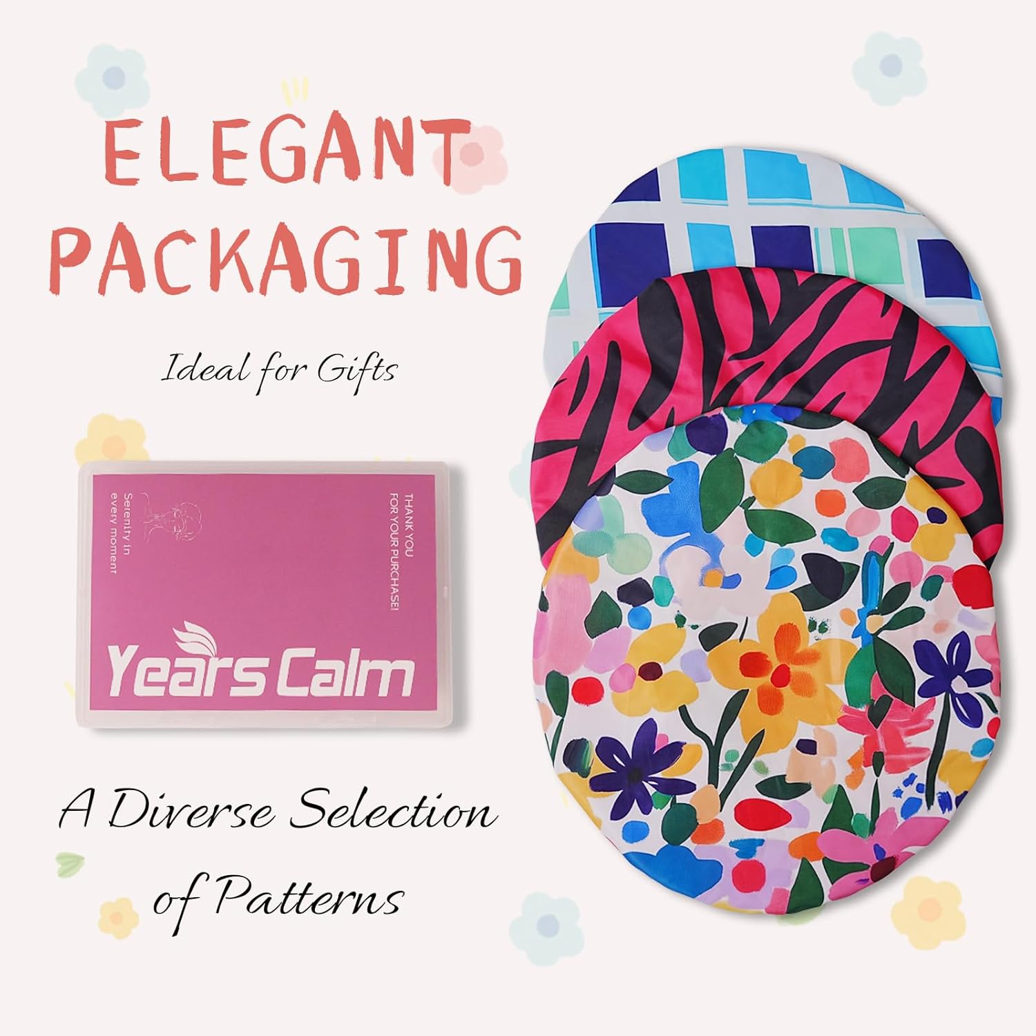 Years Calm Shower Caps for Women Reusable Waterproof, Double-Layer Extra Large Elastic Hair Cap for Shower for Long Hair & Braids, Travel & Home - Image 6