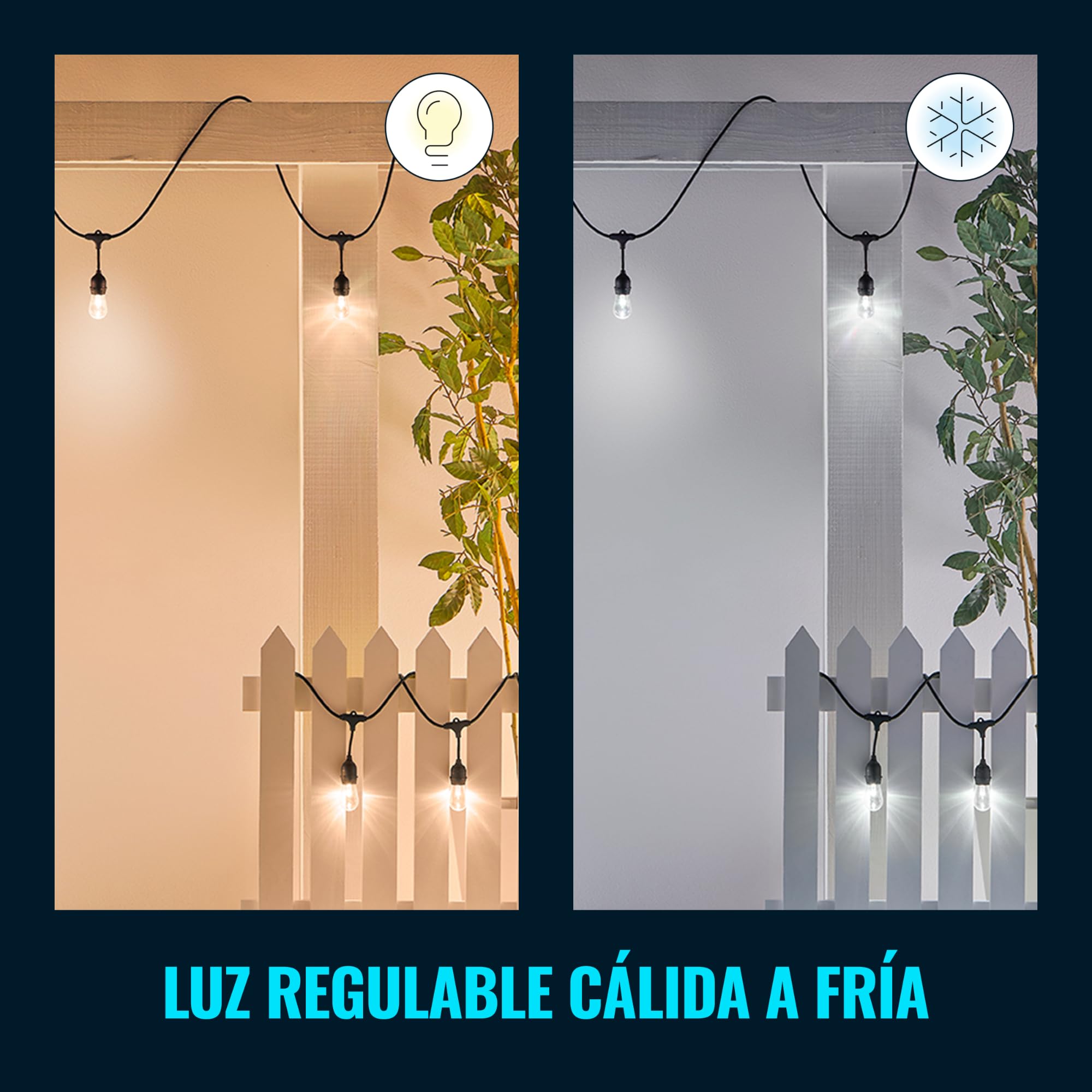 WiZ-Guirnalda Bombillas Led Inteligentes,luz Blanca y16 Millones de colores15my12 Bombillas,WiFi,Compatible con Matter,con tecnología SpaceSense ycompatible con Alexa y Google Home,clasificación IP65
