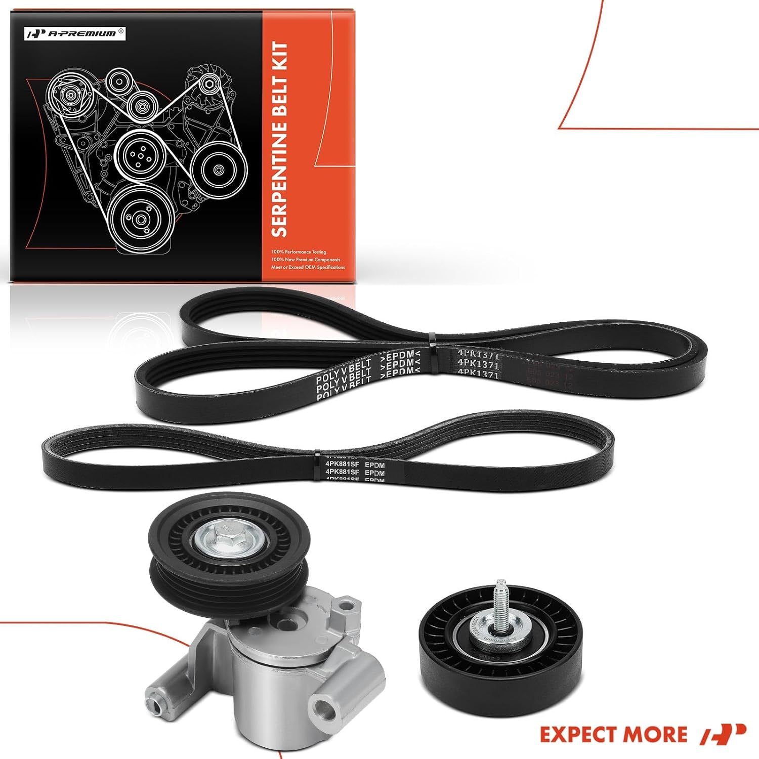 A-Premium Engine Serpentine Belt Drive Kit Compatible with Ford Explorer 2013-2018, Fusion 2014-2020, Edge 2016-2018, Taurus 2013-2017, Special Service Police Sedan & Lincoln MKZ 2013-2018, MKT - 2.0L