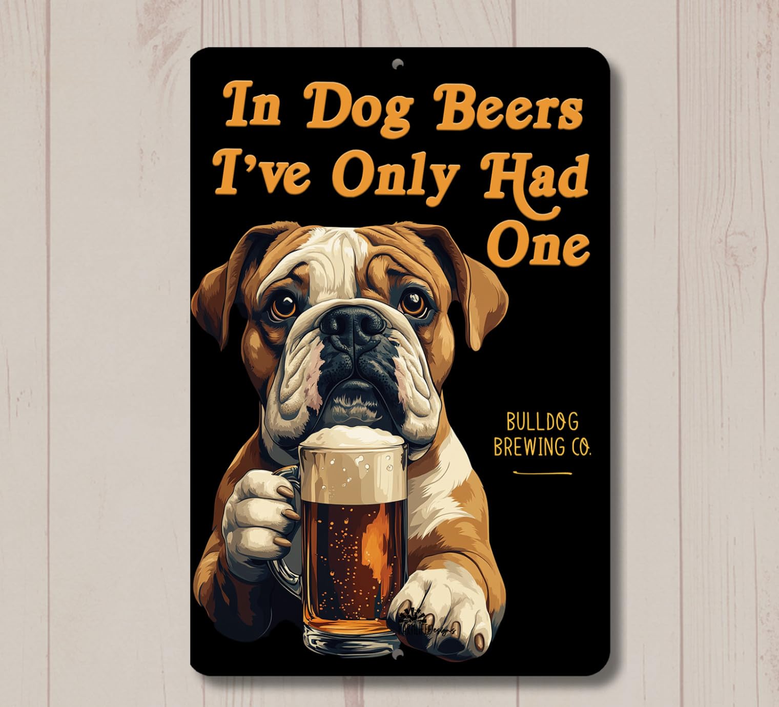 English Bulldog In Dog Beers sign man cave bull beer bar pub funny metal tin art home decor