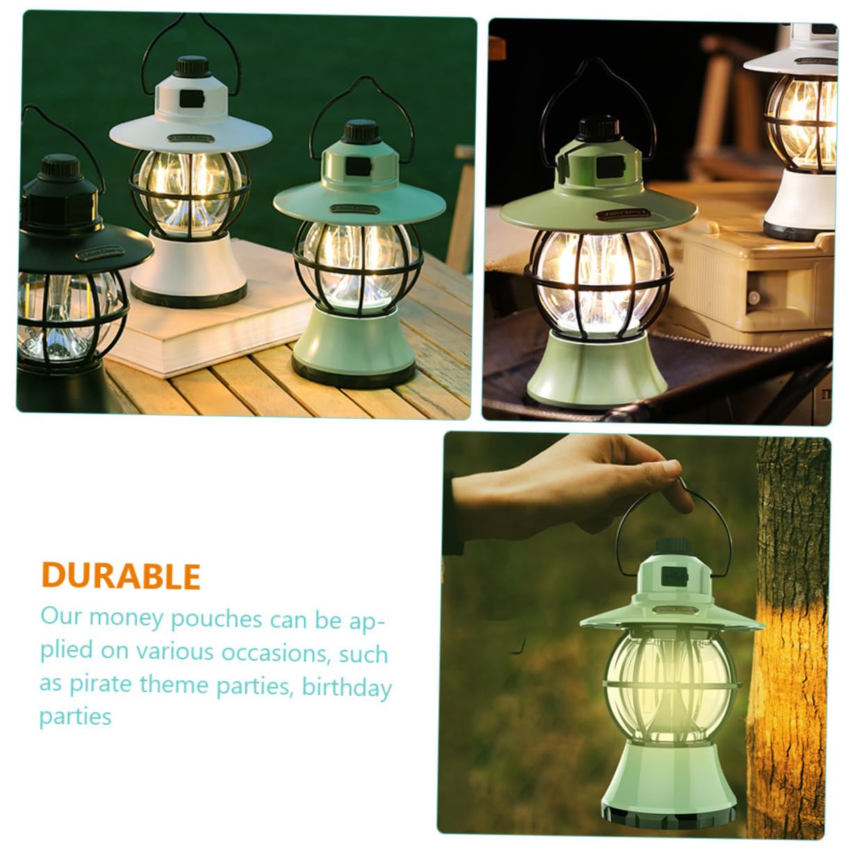 TOYANDONA Tragbare Campinglampe Vintage Zeltlampe Akku Outdoor Beleuchtung Grün Multifunktional Leicht für Wandern Rucksackreisen Camping