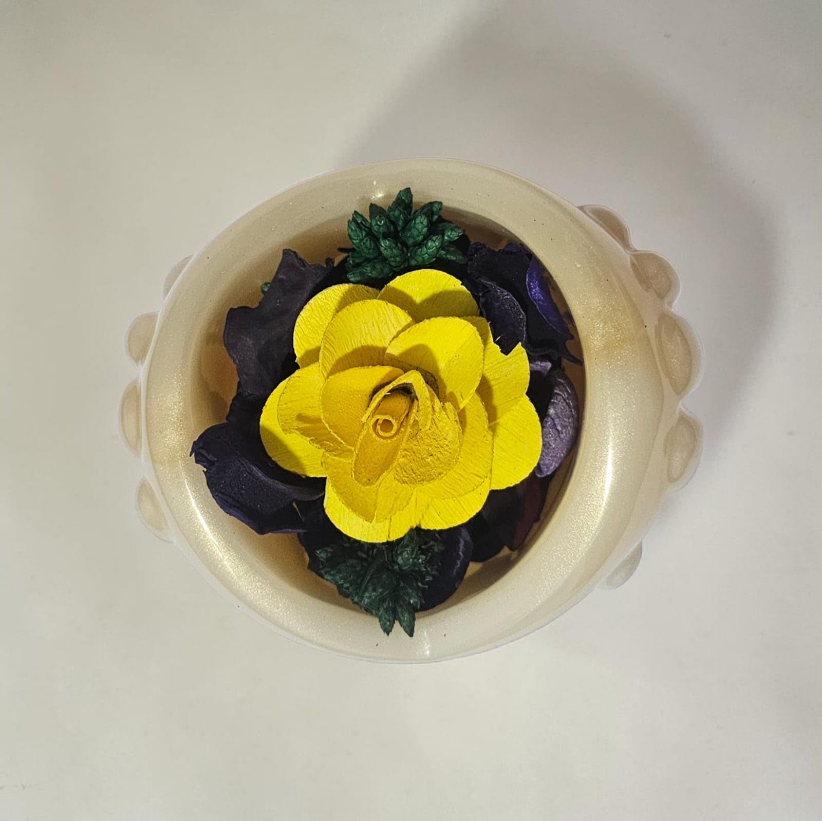 Inventive Art Creation Decorative Bowl for Potpourri, Crystals and Keepsakes, Curved Form, 8.4 cm x 10.3 cm (Vanilla Veil)